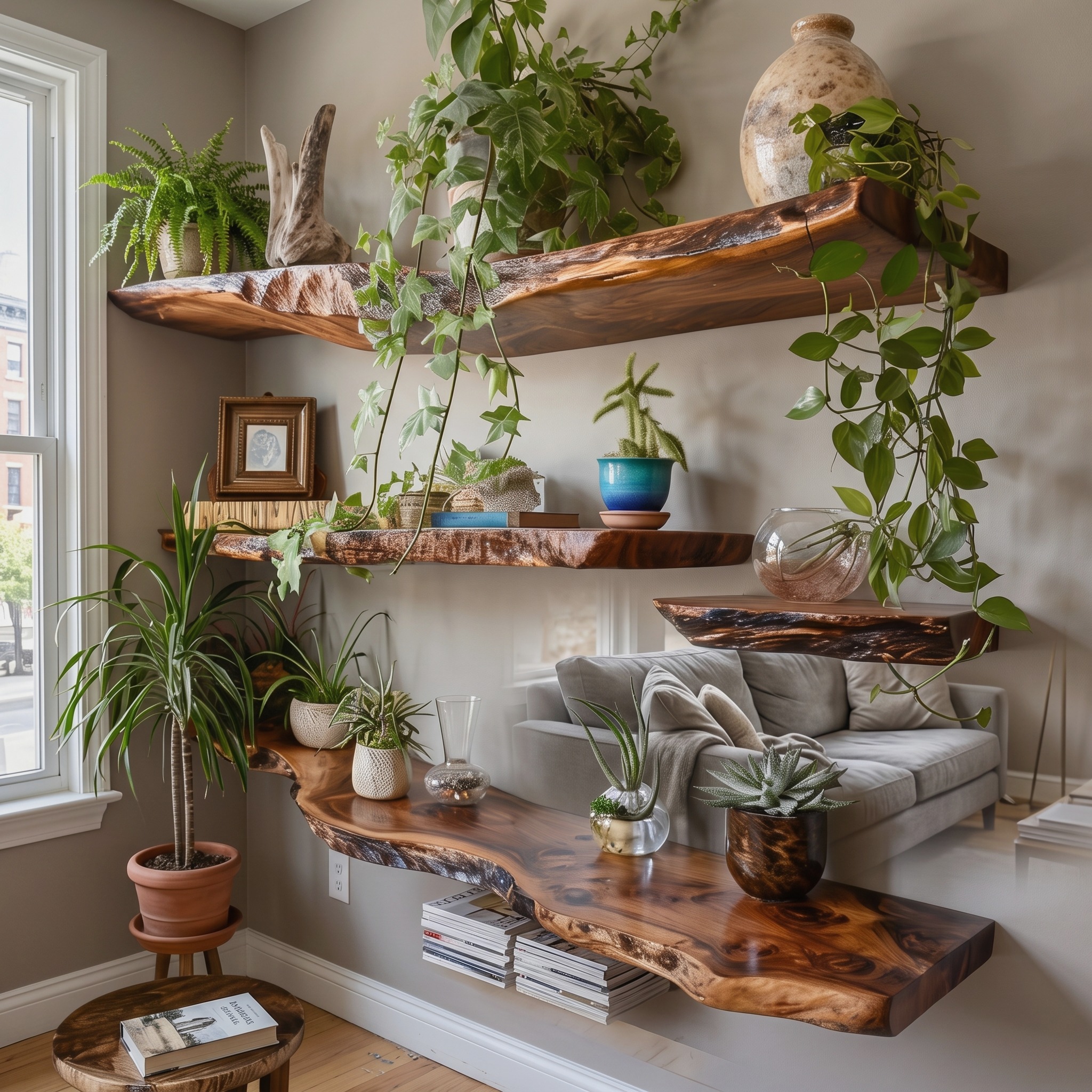 Live Edge Shelf Wall Mounted Shelf
