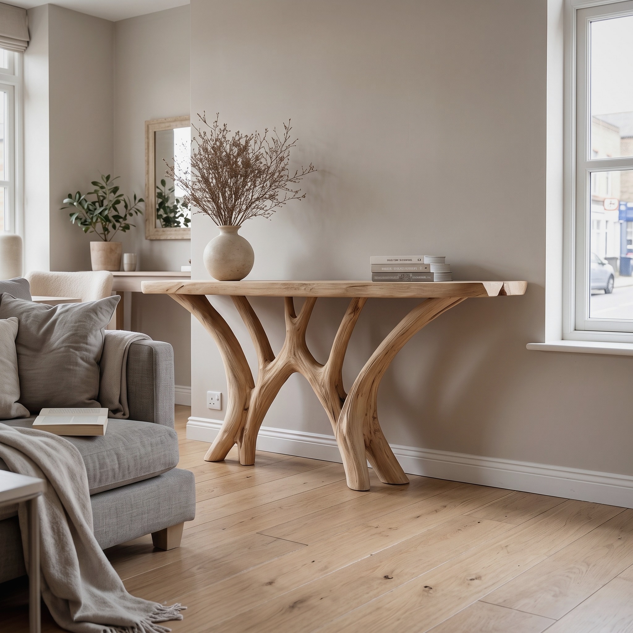 Live Edge Solid Wood Console Table Handmade for Entryway