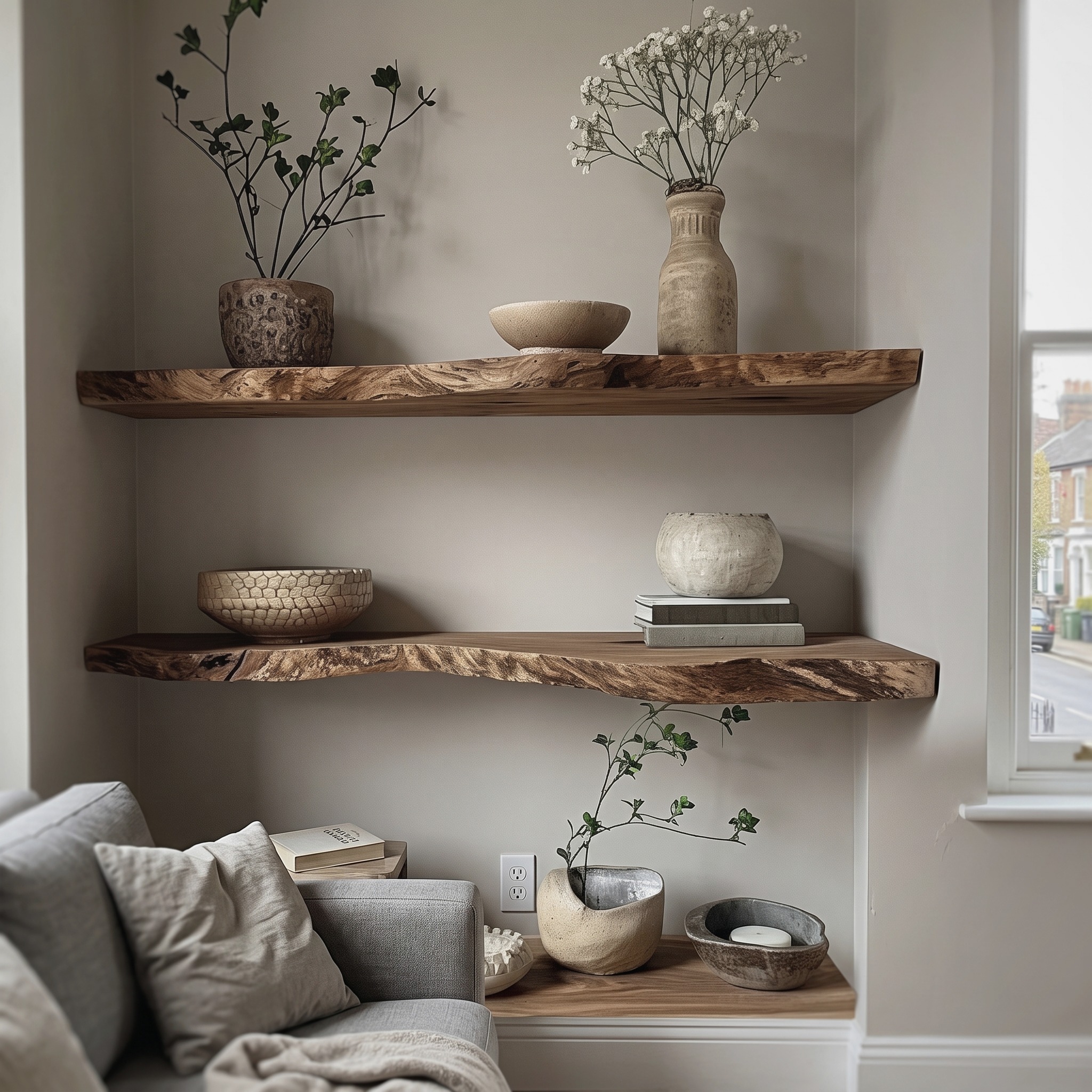 Live Edge Walnut Floating Shelf