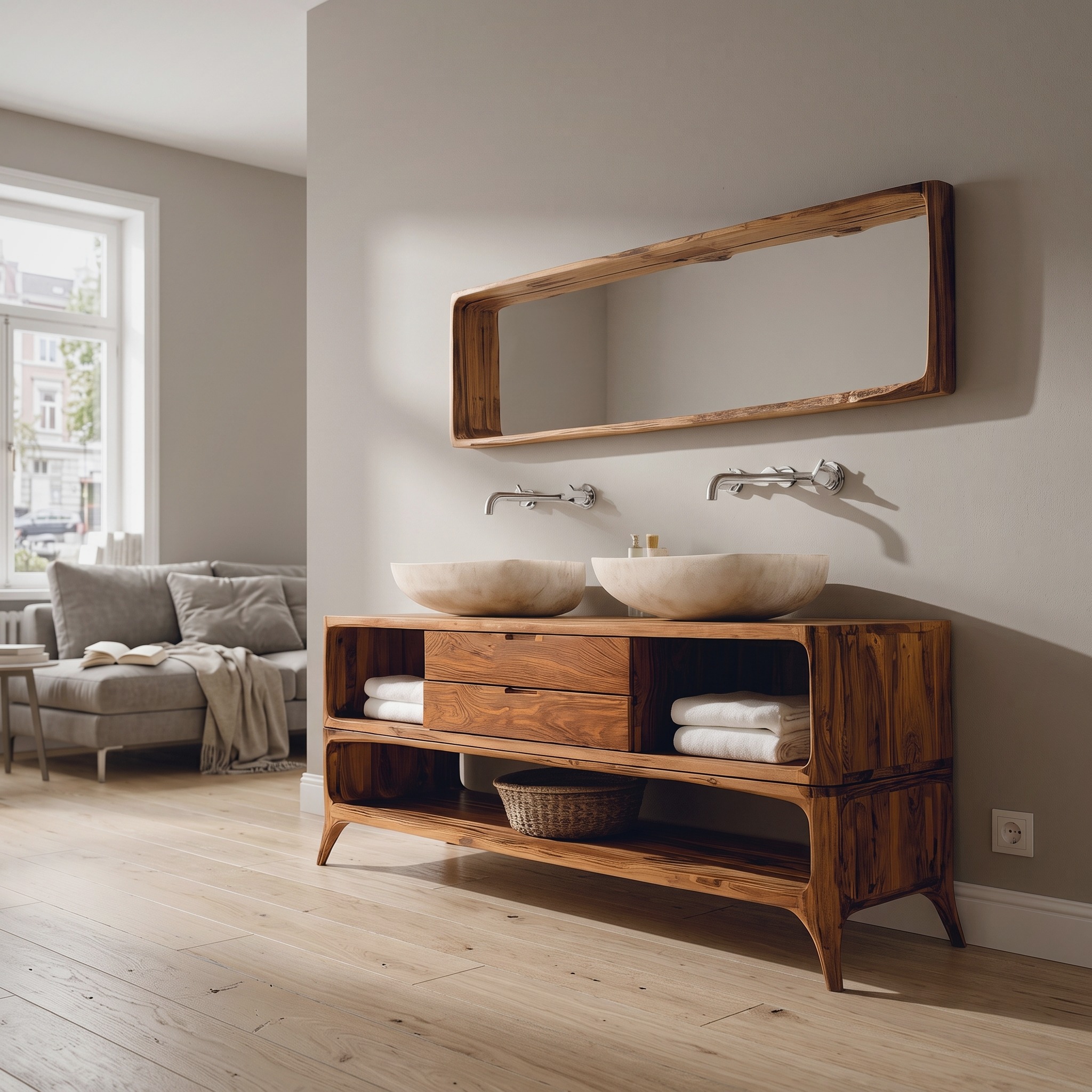 Luxury Bathroom Vanity Two-Tier Design for Bathroom Furniture
