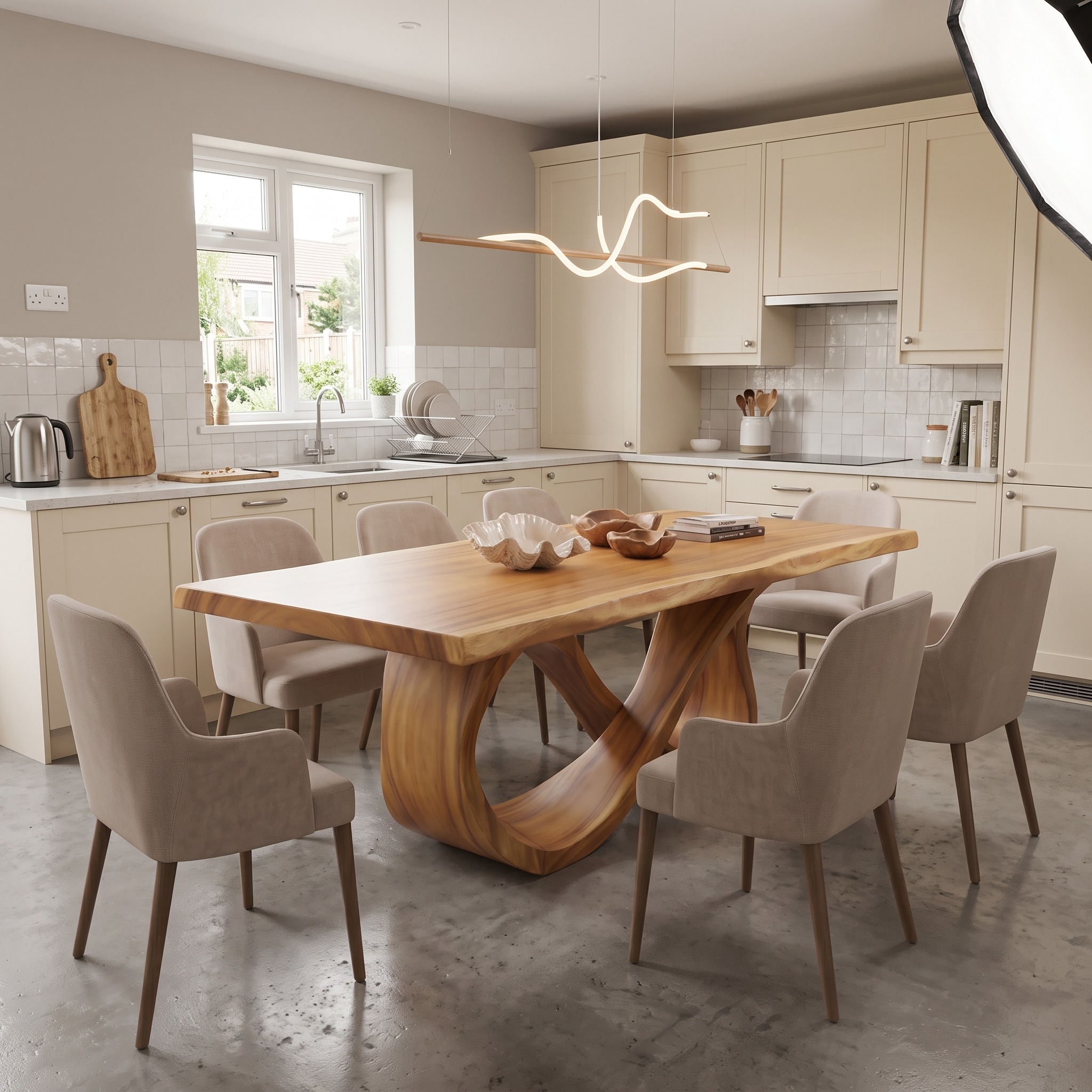 Luxury Dinner Table, Rectangular Solid Wood Dining Table for Modern Bright Dining Room and Large Family