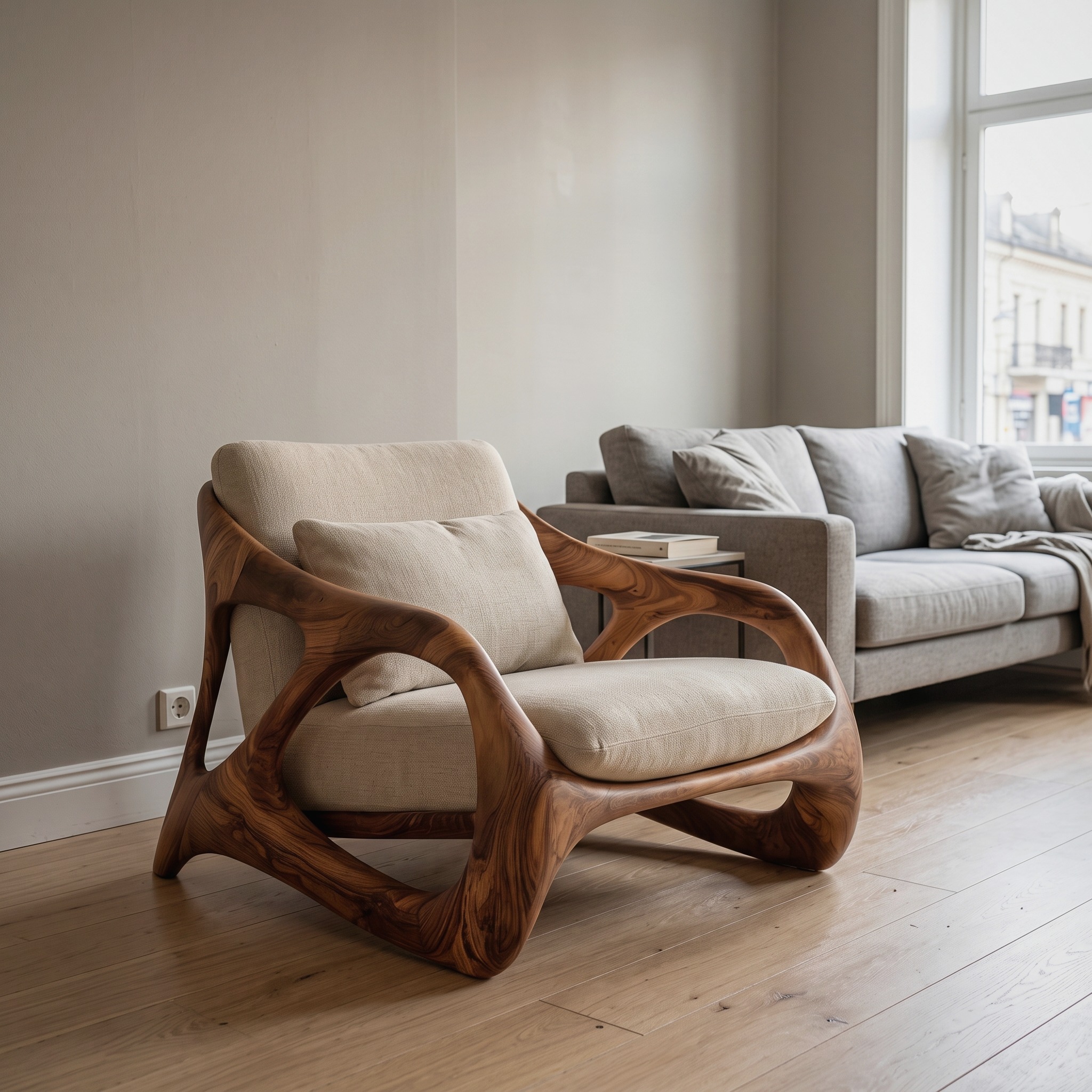 Luxury Frame Sculptural Armchair for Reading Nook
