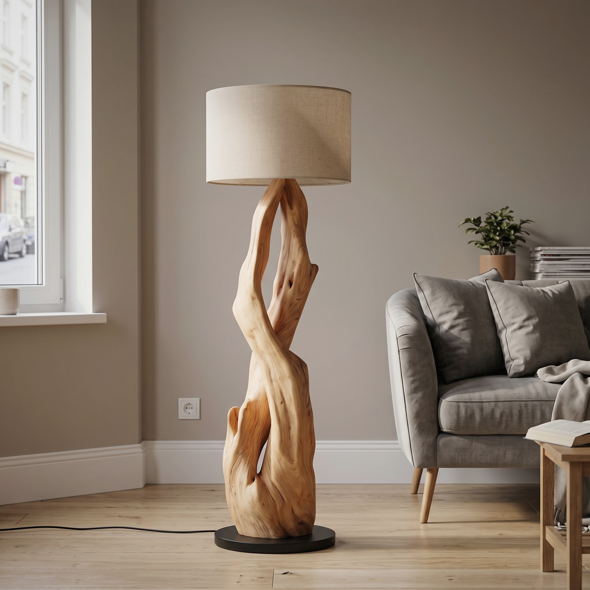 Luxury Organic Modern Sculptural Floor Lamp for Bedroom and Corner