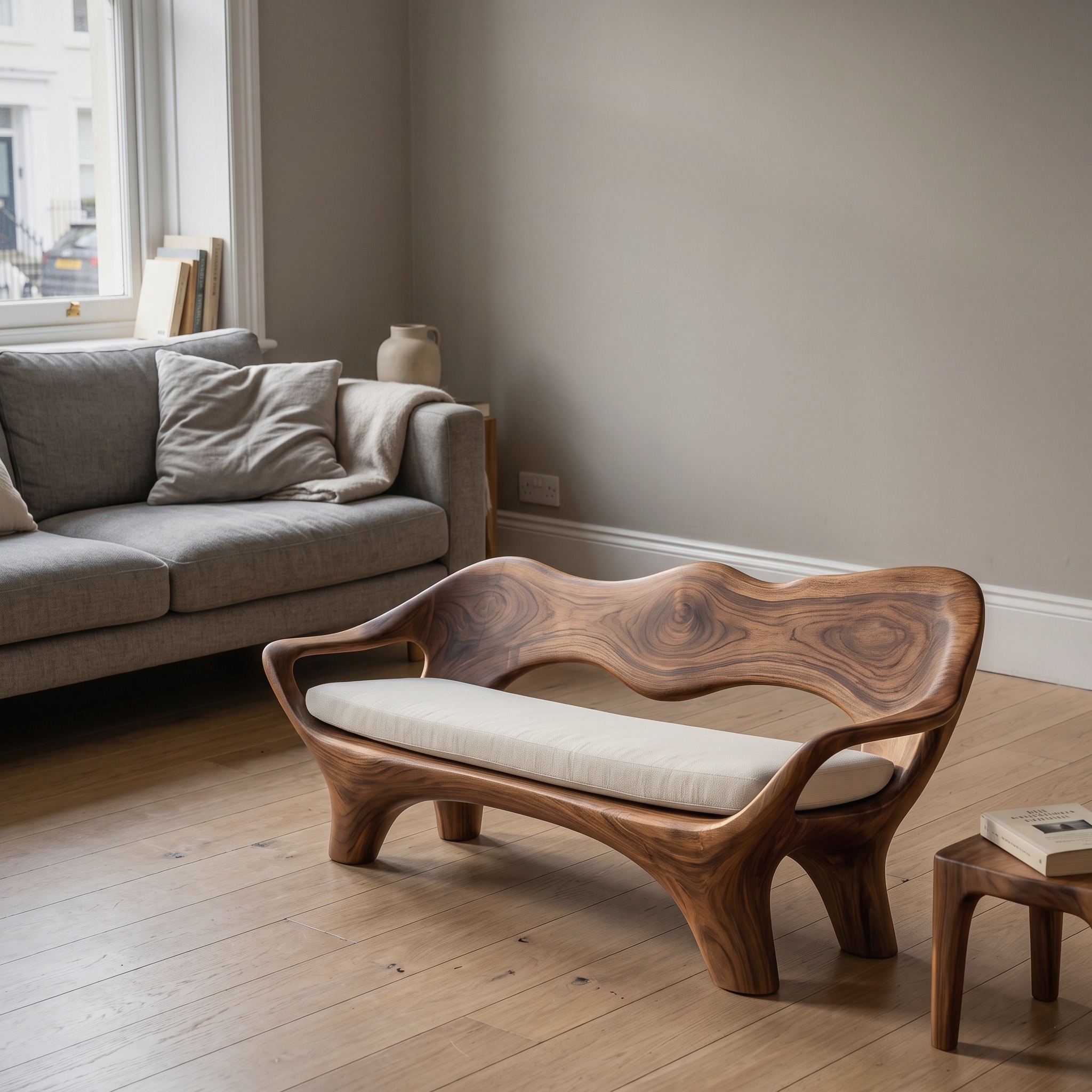 Luxury Sculptural Wooden Sofa for Living Room