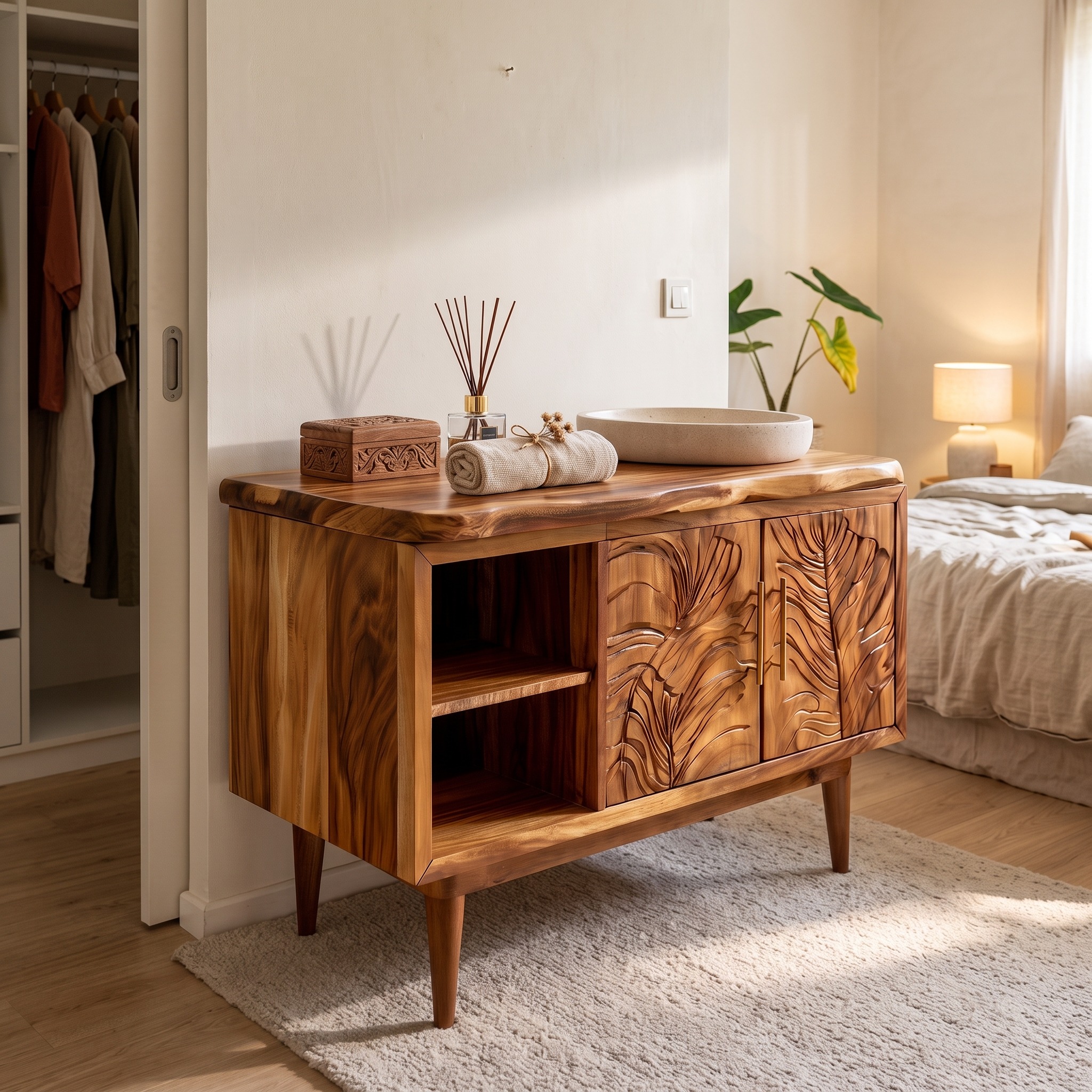 Luxury Solid Wood Vanity Unit, Premium Sink Cabinet for Master Suite Bathroom and Upscale Powder Room