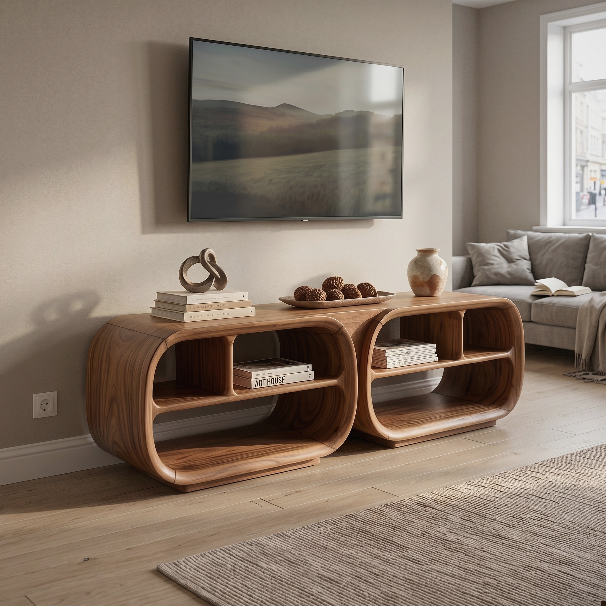 Luxury TV Console Architectural Wood Design