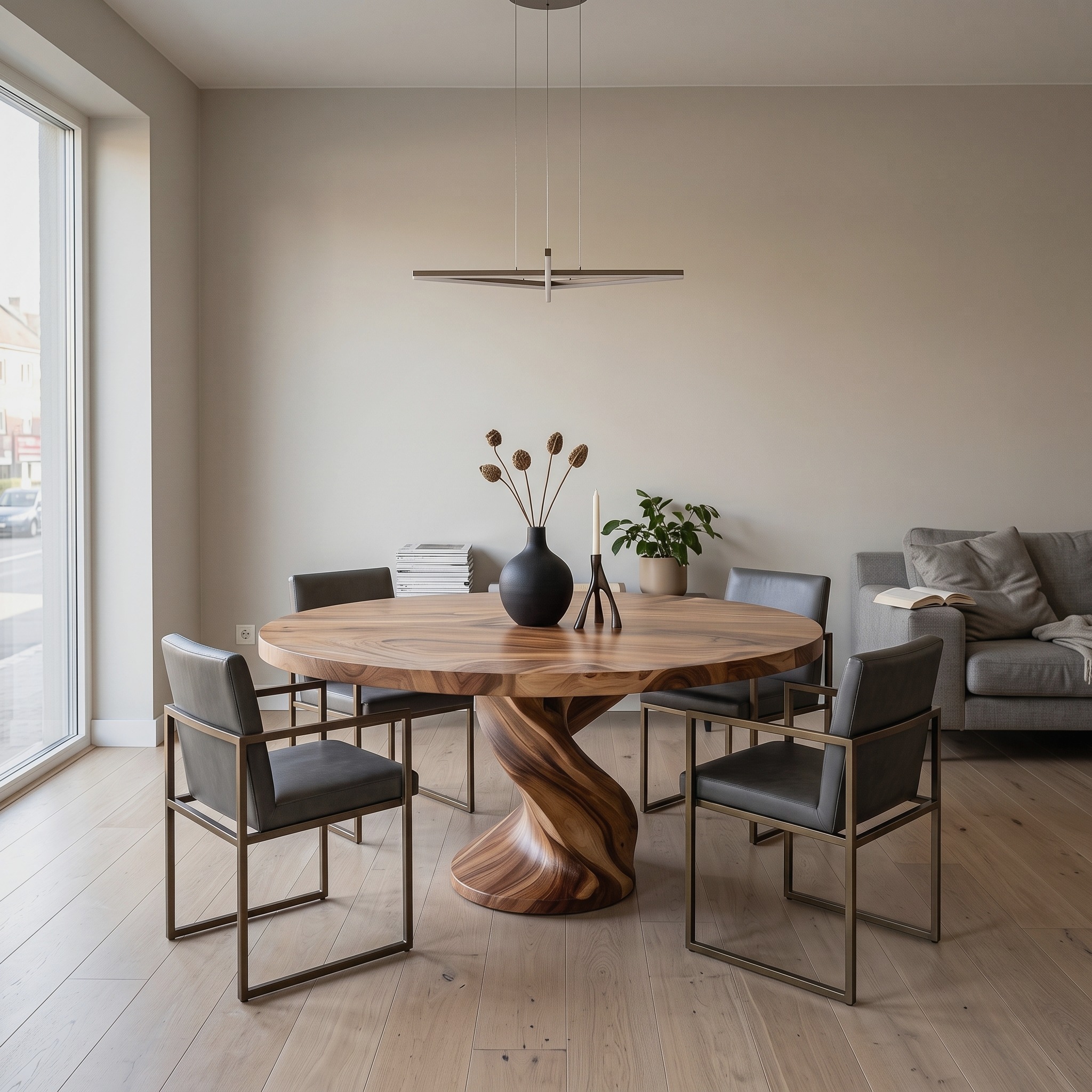 Luxury Twisted Pedestal Dining Table for Dining Room