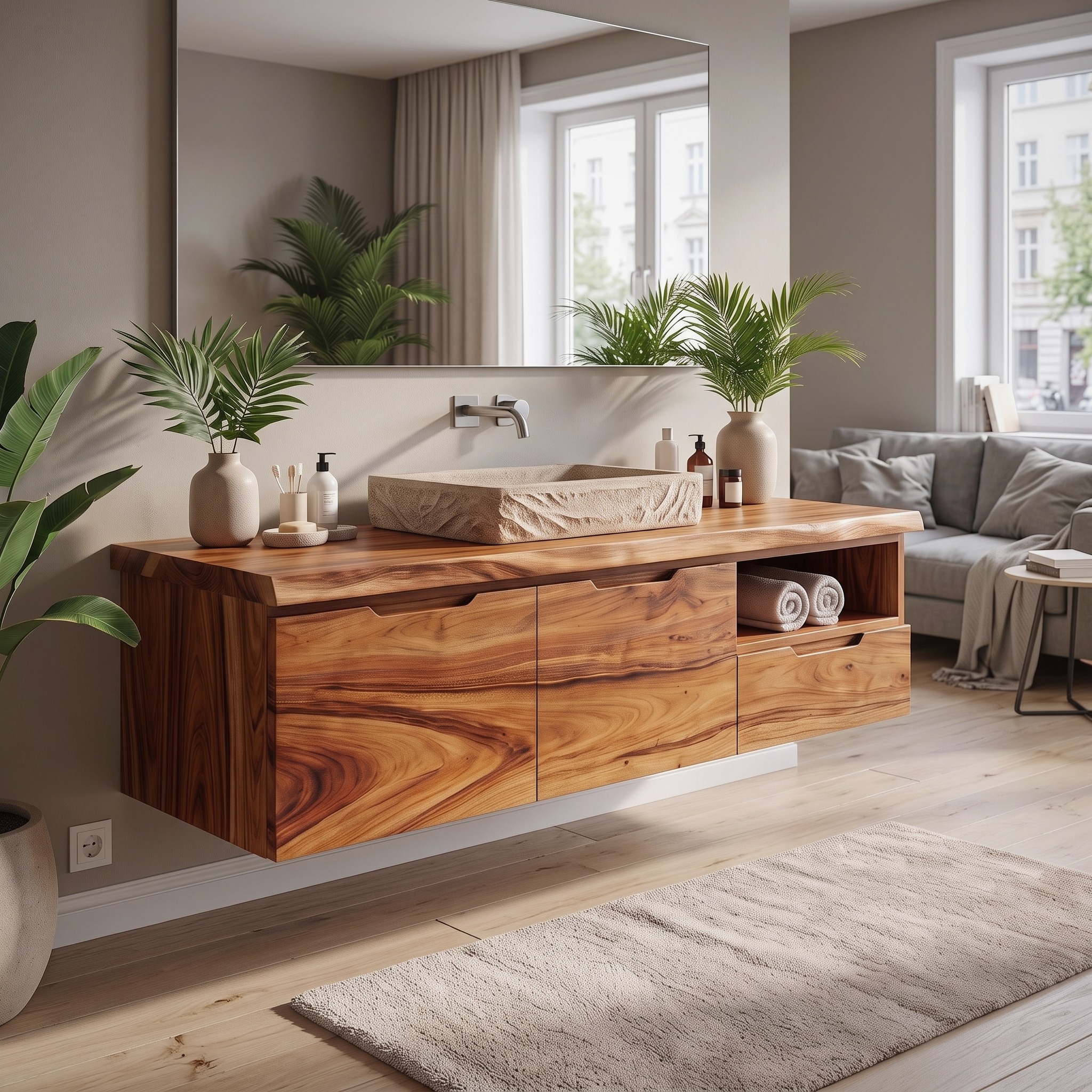 Luxury Wood Bathroom Vanity Coastal Beach House