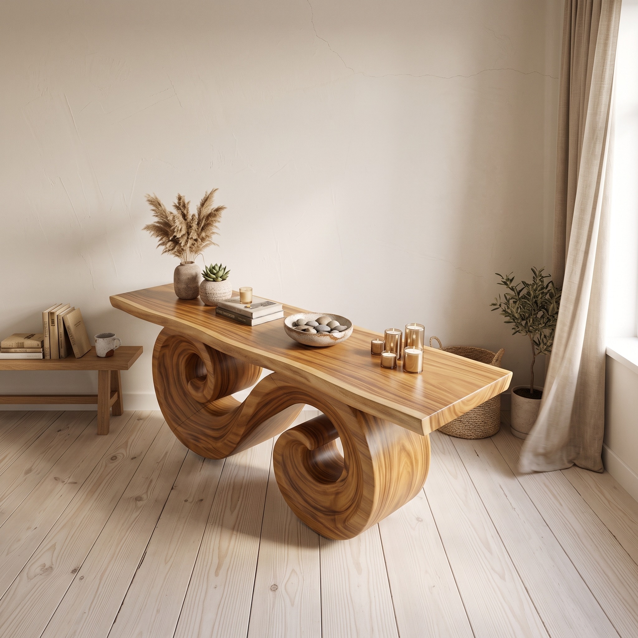 Luxury Wood Sofa Table, Outdoor Weatherproof Console Table & Poolside Dining Bar Buffet for Patio Furniture