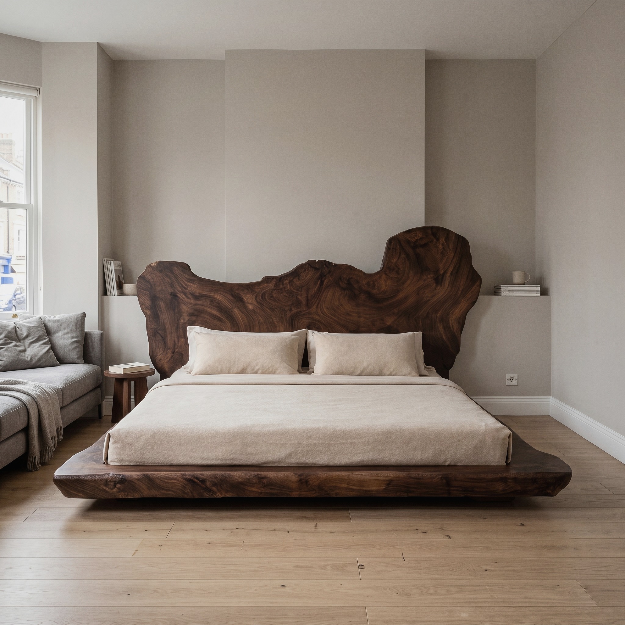 Mid Century Bedroom Low Profile Wood Bed