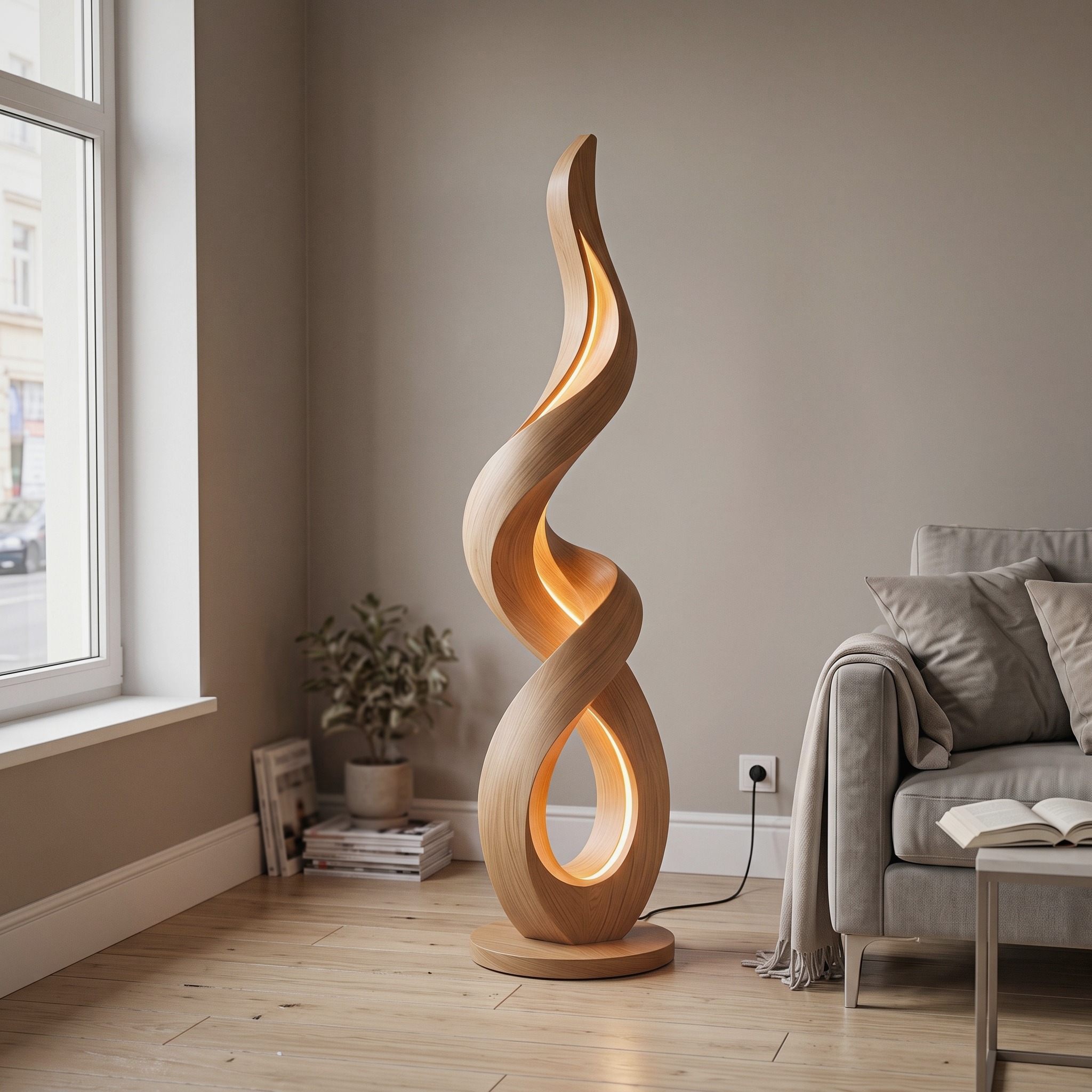 Mid Century Candle Flame Floor Lamp for Interior