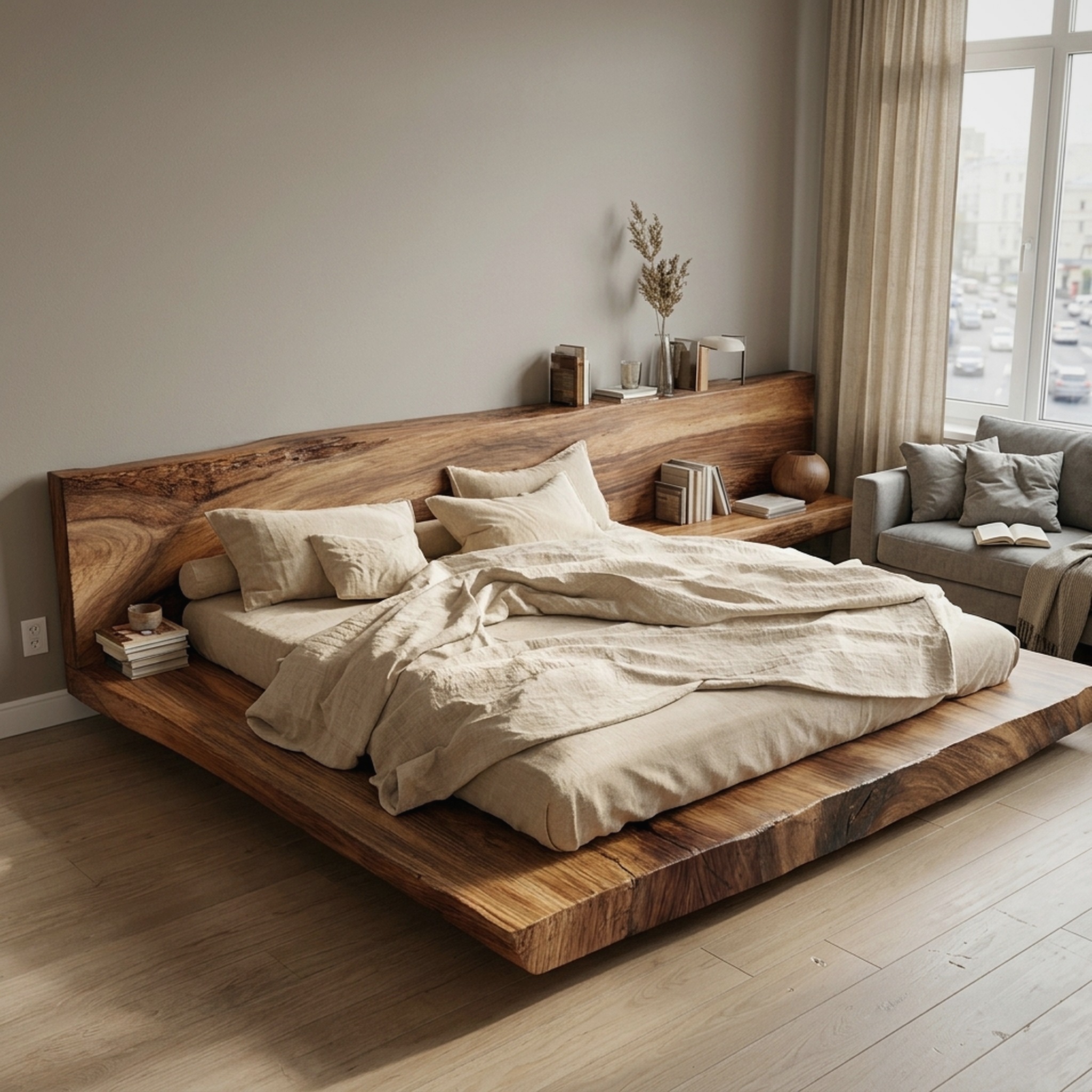 Mid Century Contemporary Bedroom Wood Bed