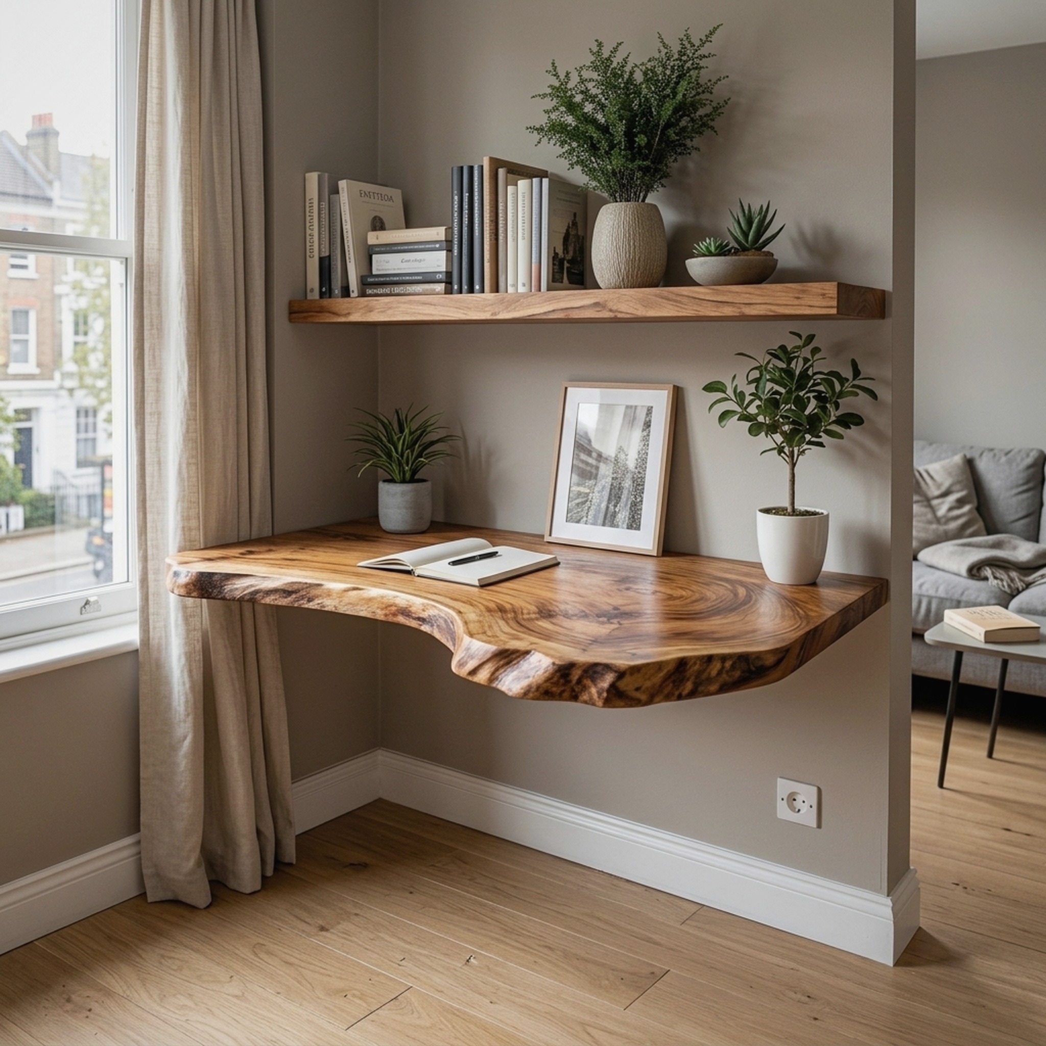 Mid Century Floating Desk Shelf Modern Bedroom Office