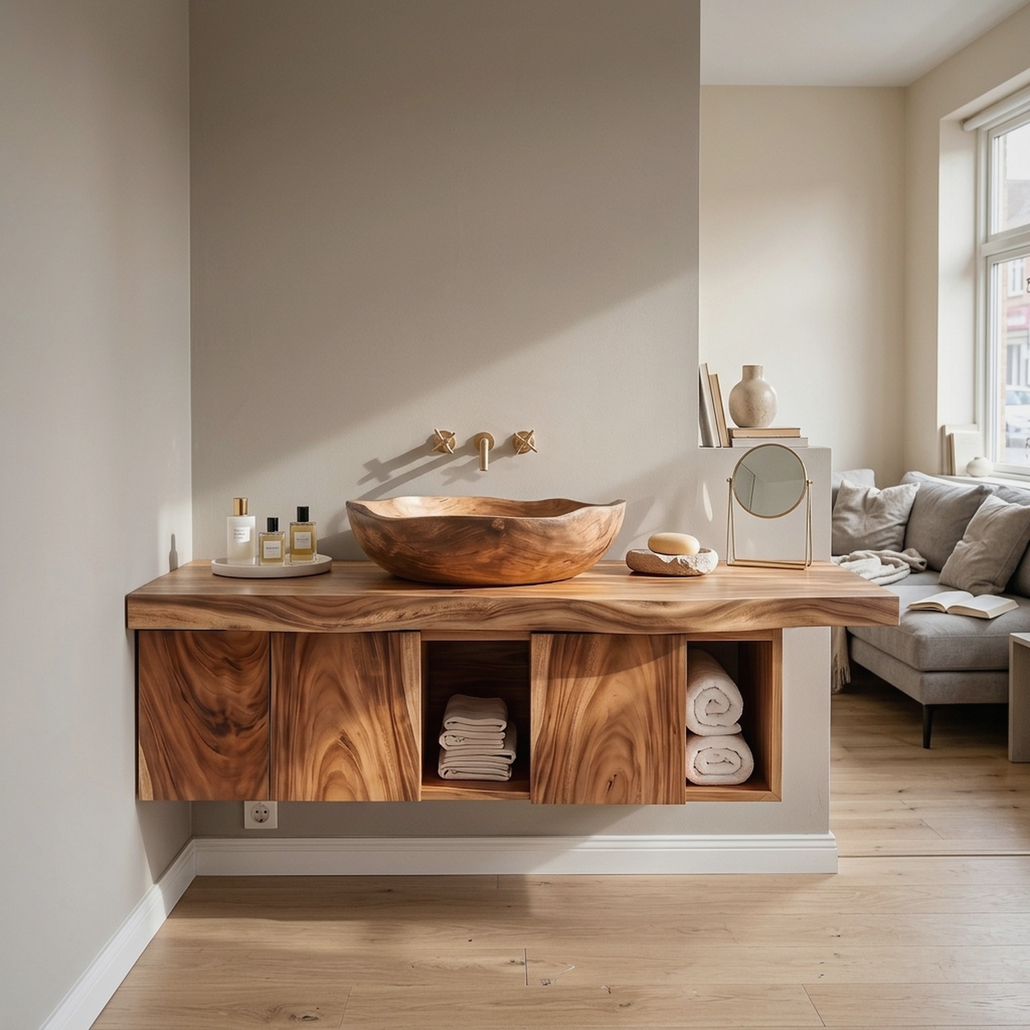 Mid Century Floating Vanity Wall Mounted for Bathroom