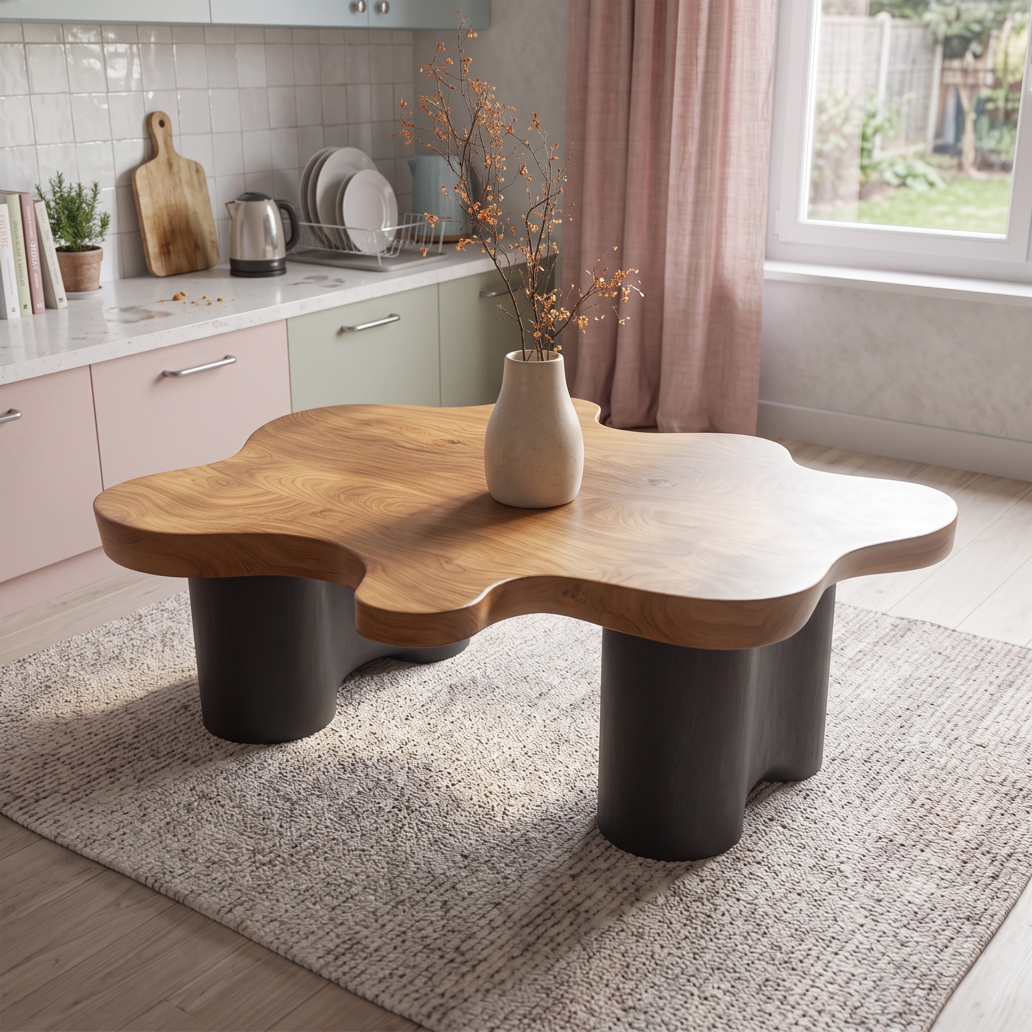Mid Century Handcrafted Coffee Table, Solid Wood Minimalist Center Table, Rustic Modern Living Room Accent Furniture
