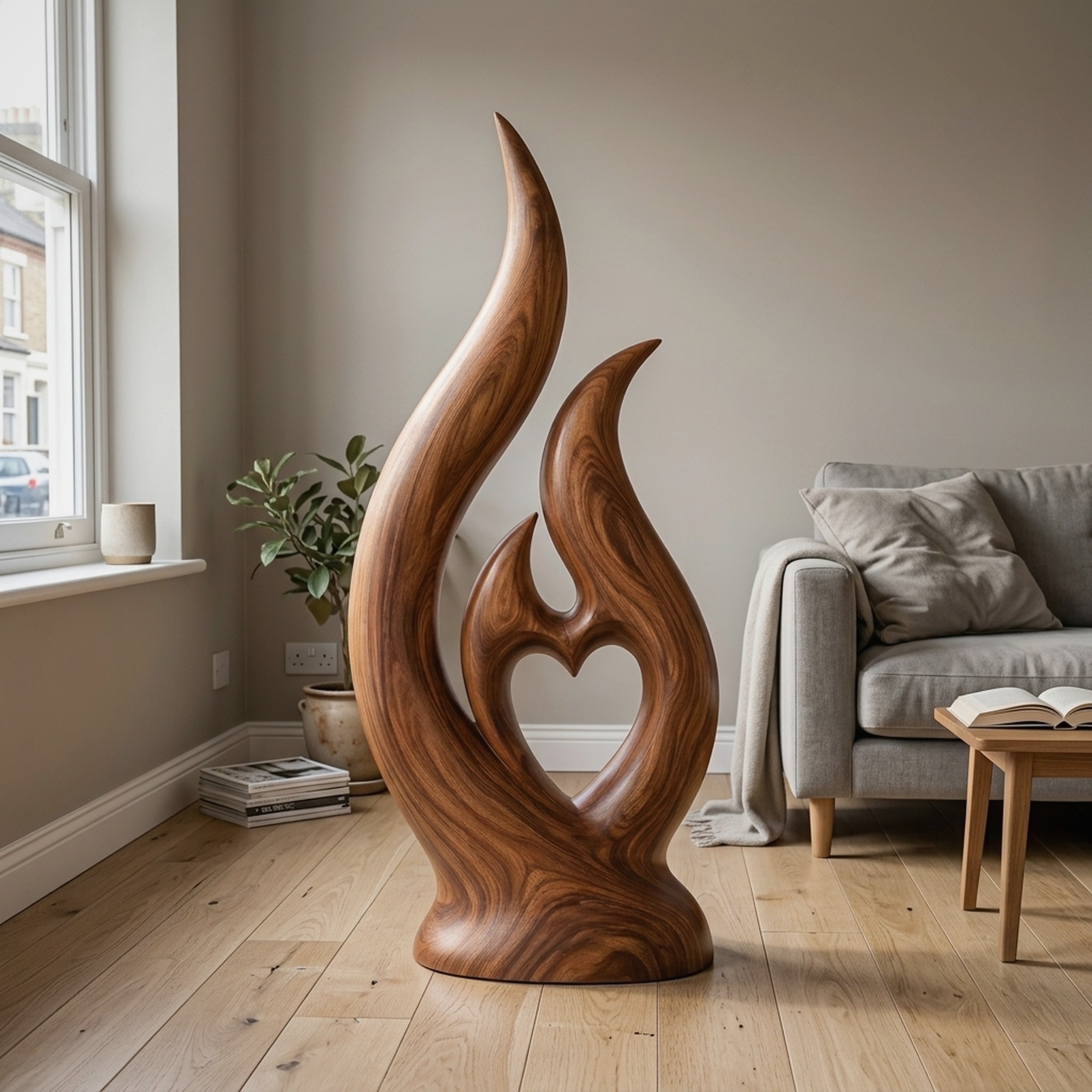 Mid Century Heart Abstract Sculpture Modern Living Room