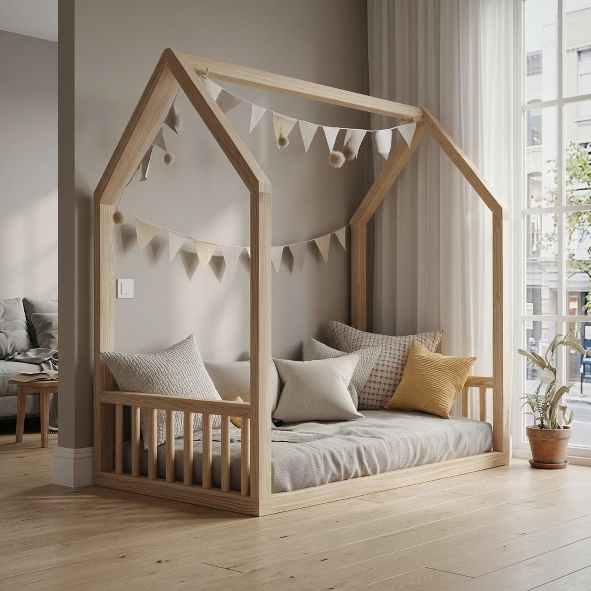 Mid Century House Bed Toddler Bedroom