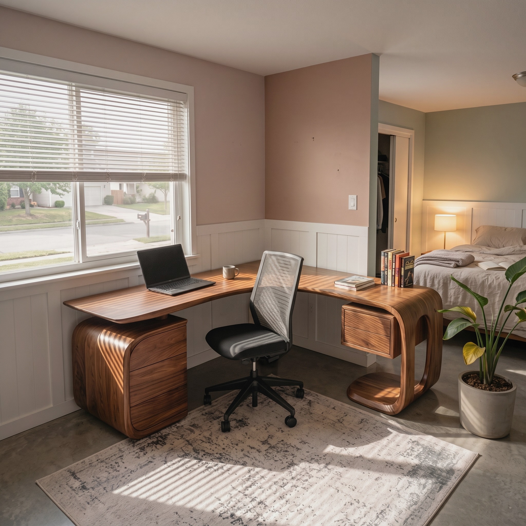 Mid Century L-Shaped Desk for Workspace or Office