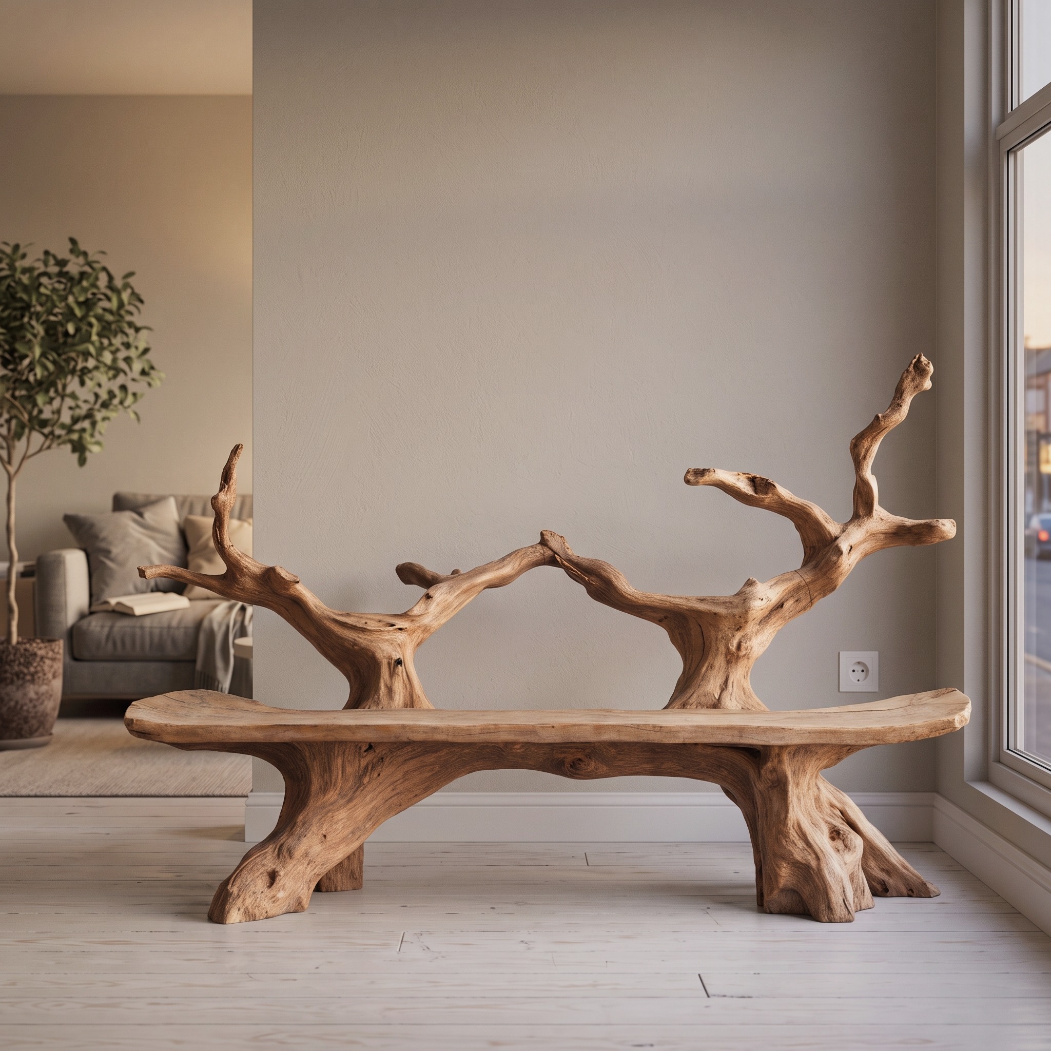Mid Century Live Edge Bench for Stylish Patio Settings