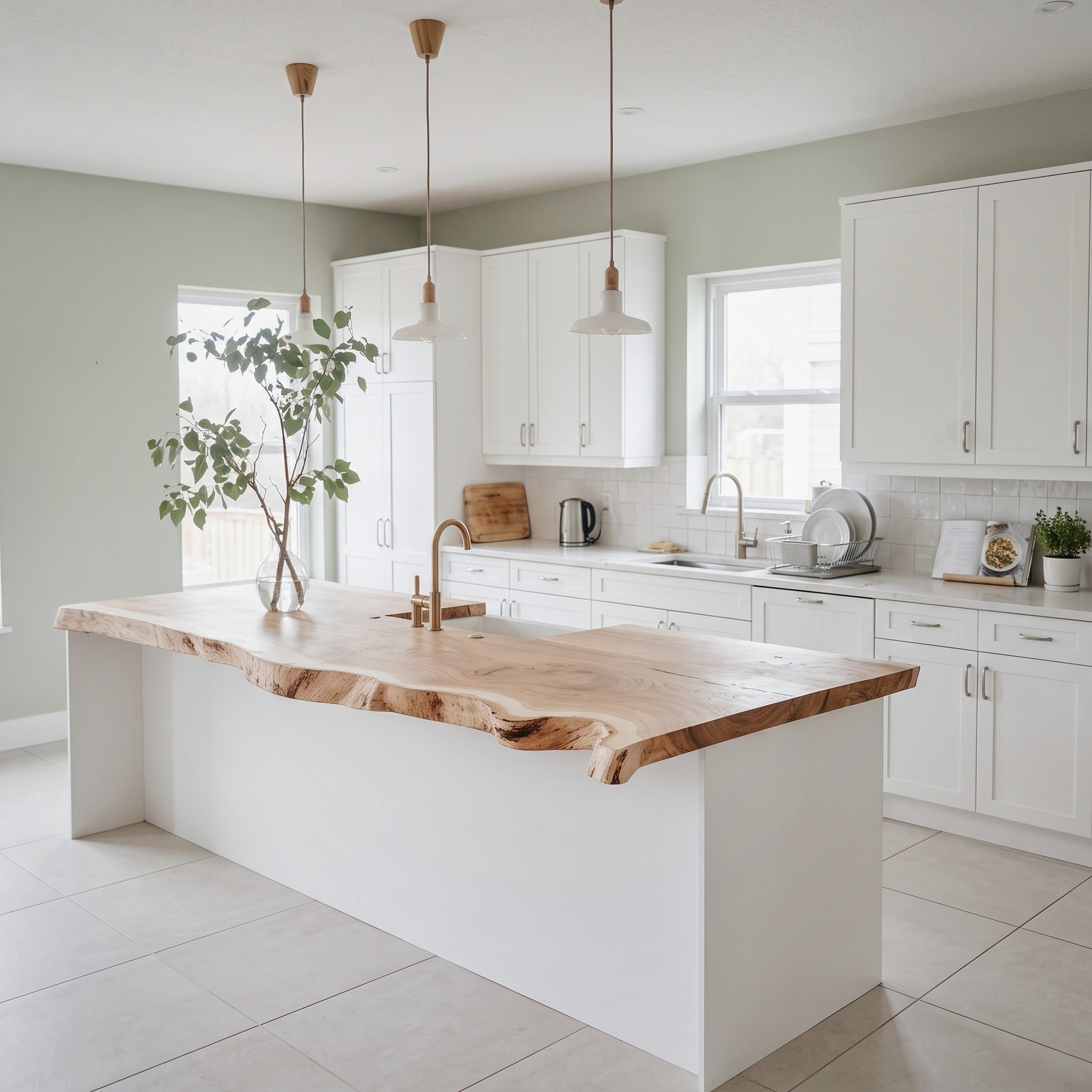 Mid Century Live Edge Countertop Modern Kitchen