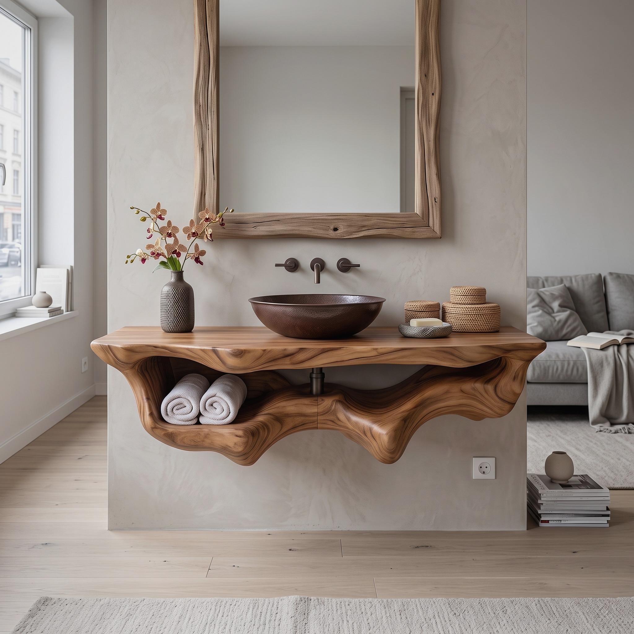 Mid Century Live Edge Floating Vanity Best Bathroom Decor