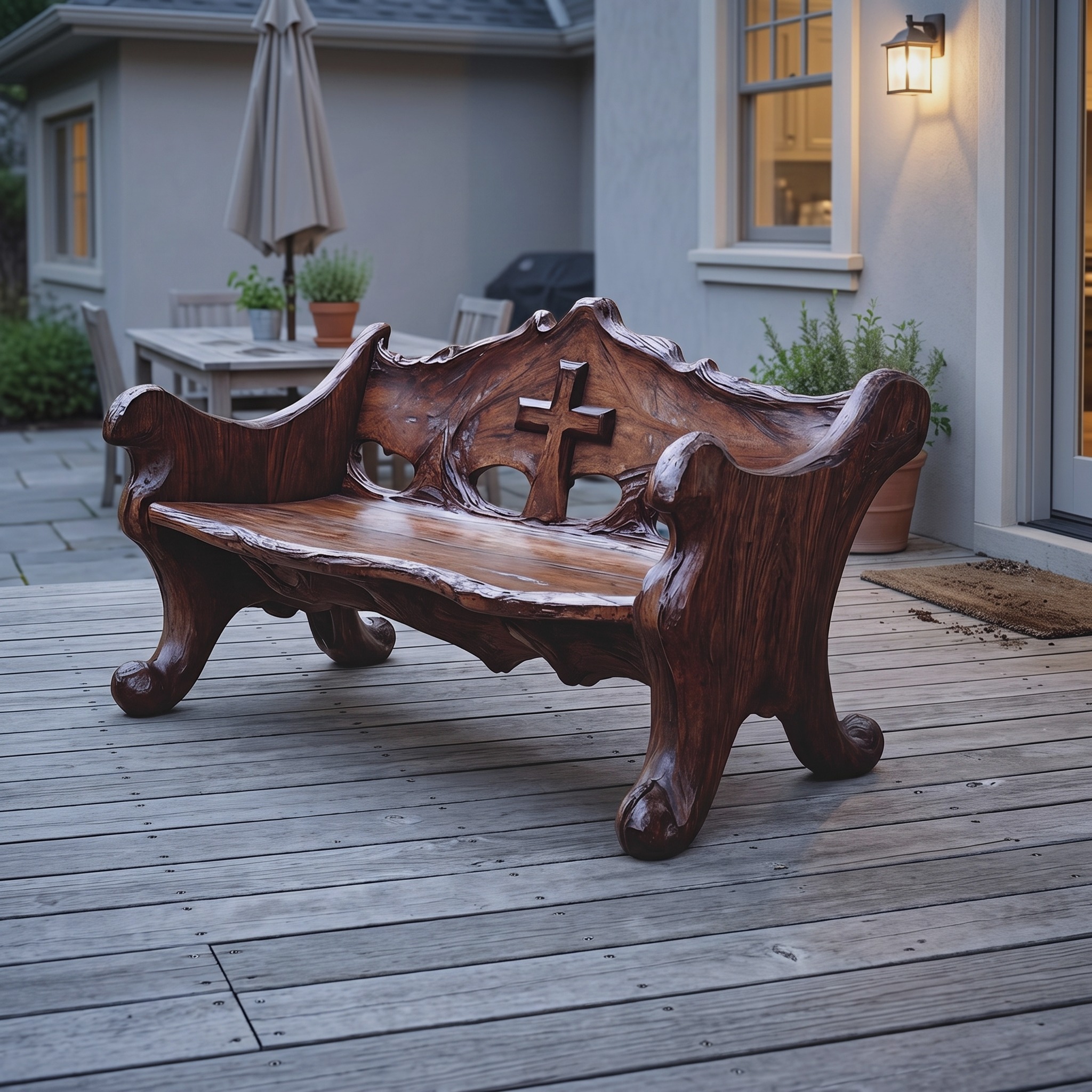 Mid Century Live Edge Outdoor Bench for Outdoor Decor Ideas