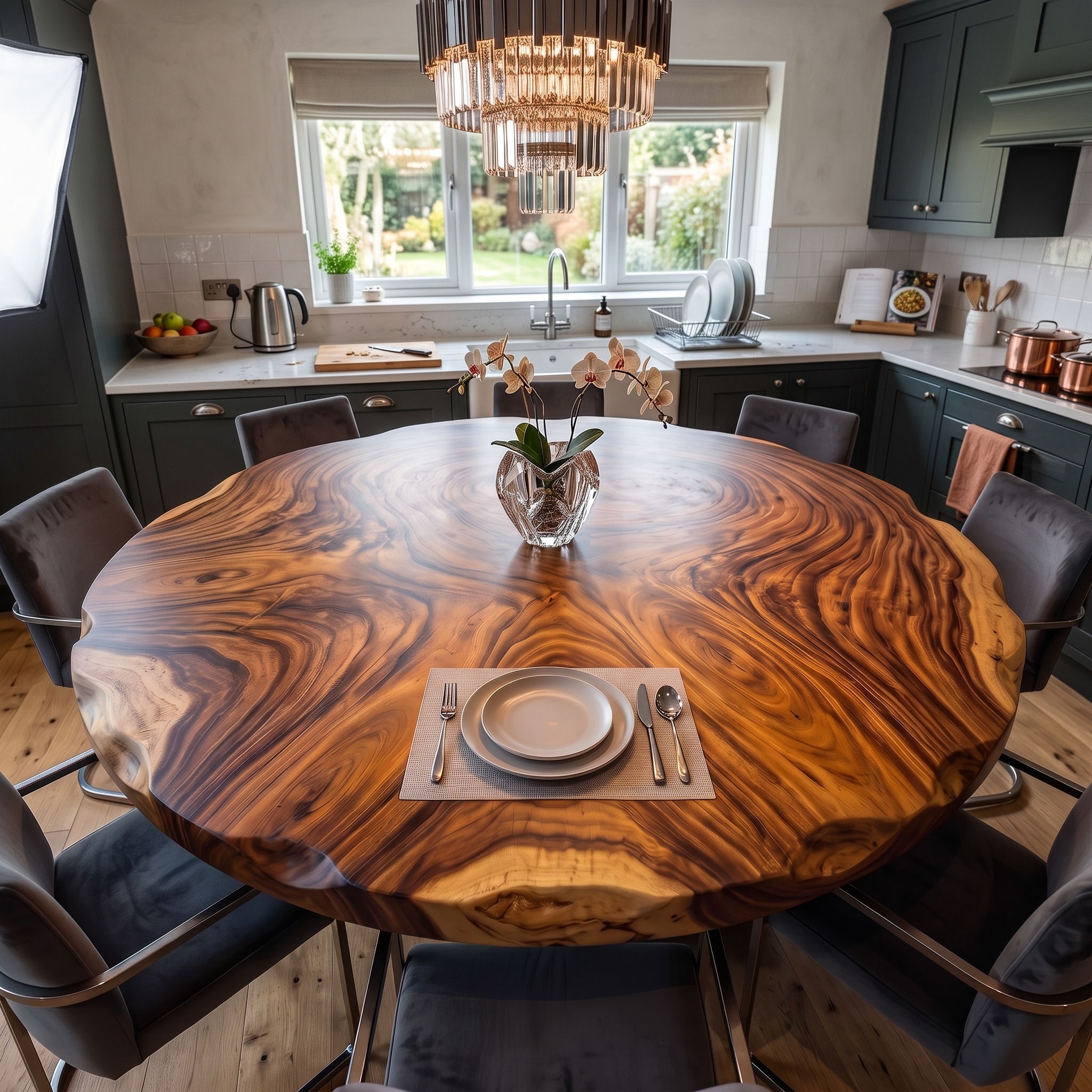 Mid Century Live Edge Round Table Top Penthouse