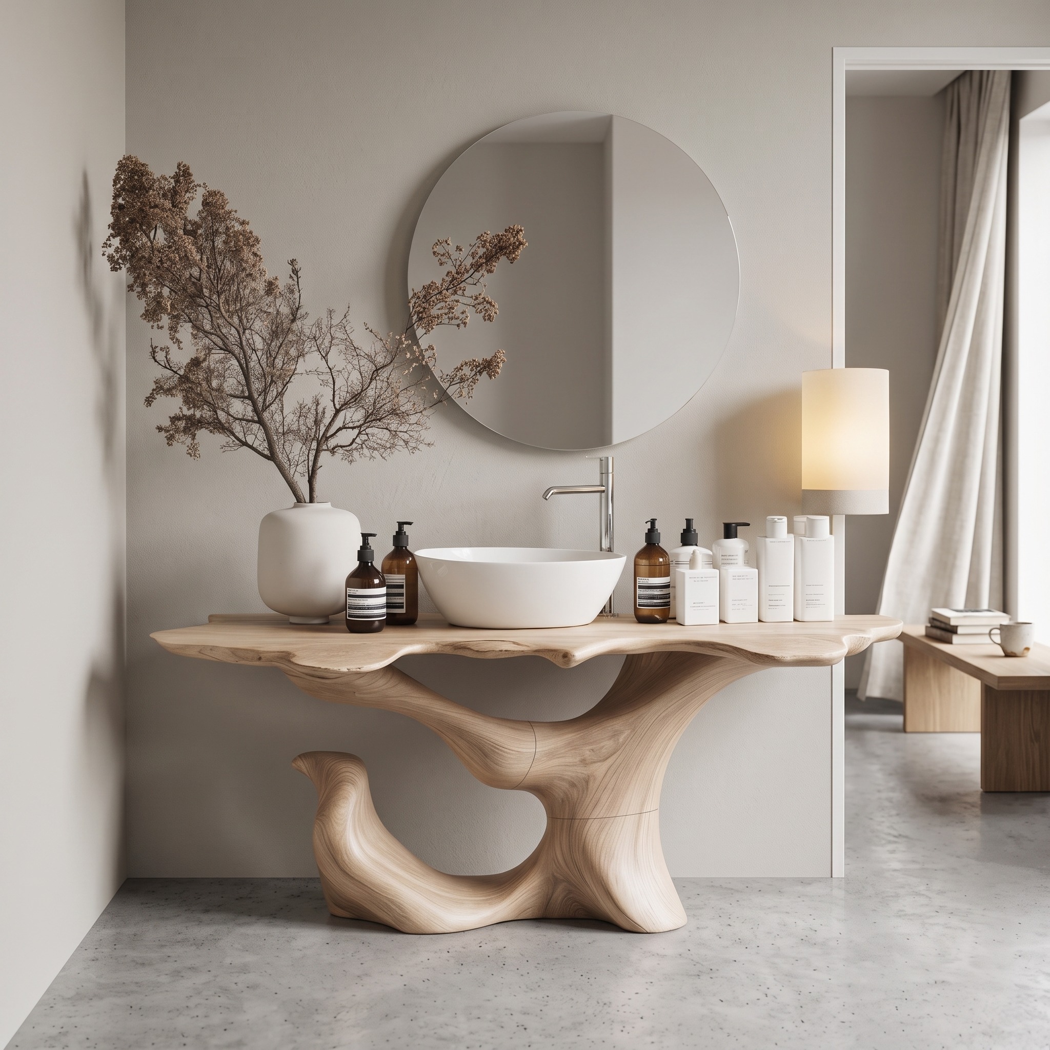 Mid Century Live Edge Vanity for Clean Bathroom Style