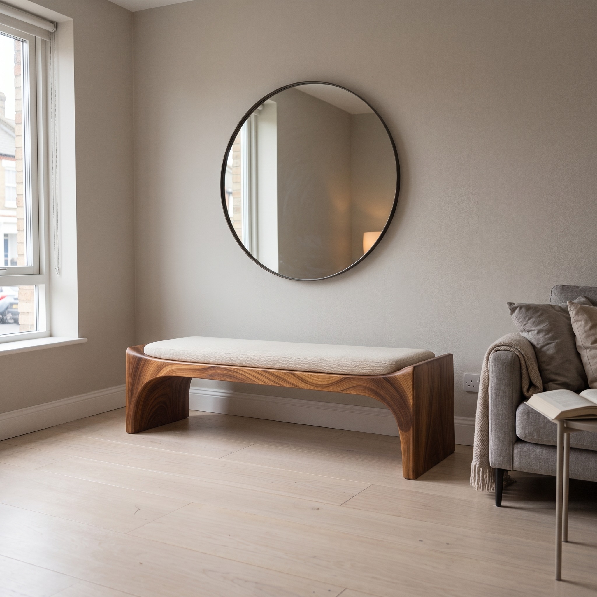 Mid Century Modern Bench Entryway Accent Seating Living