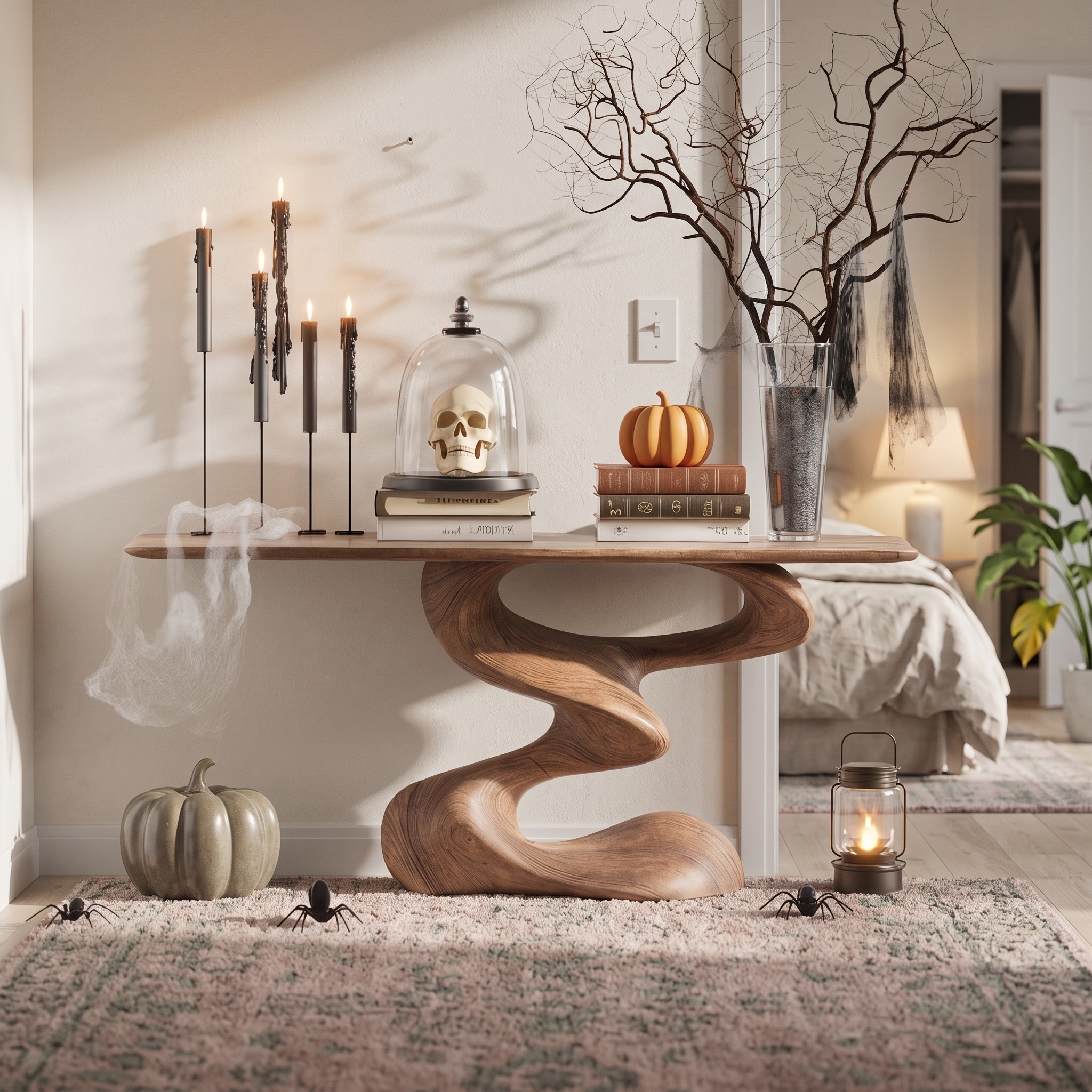 Mid-Century Modern Live Edge Console Table, Rustic Natural Wood Entryway Table, Hallway Sofa Accent Furniture