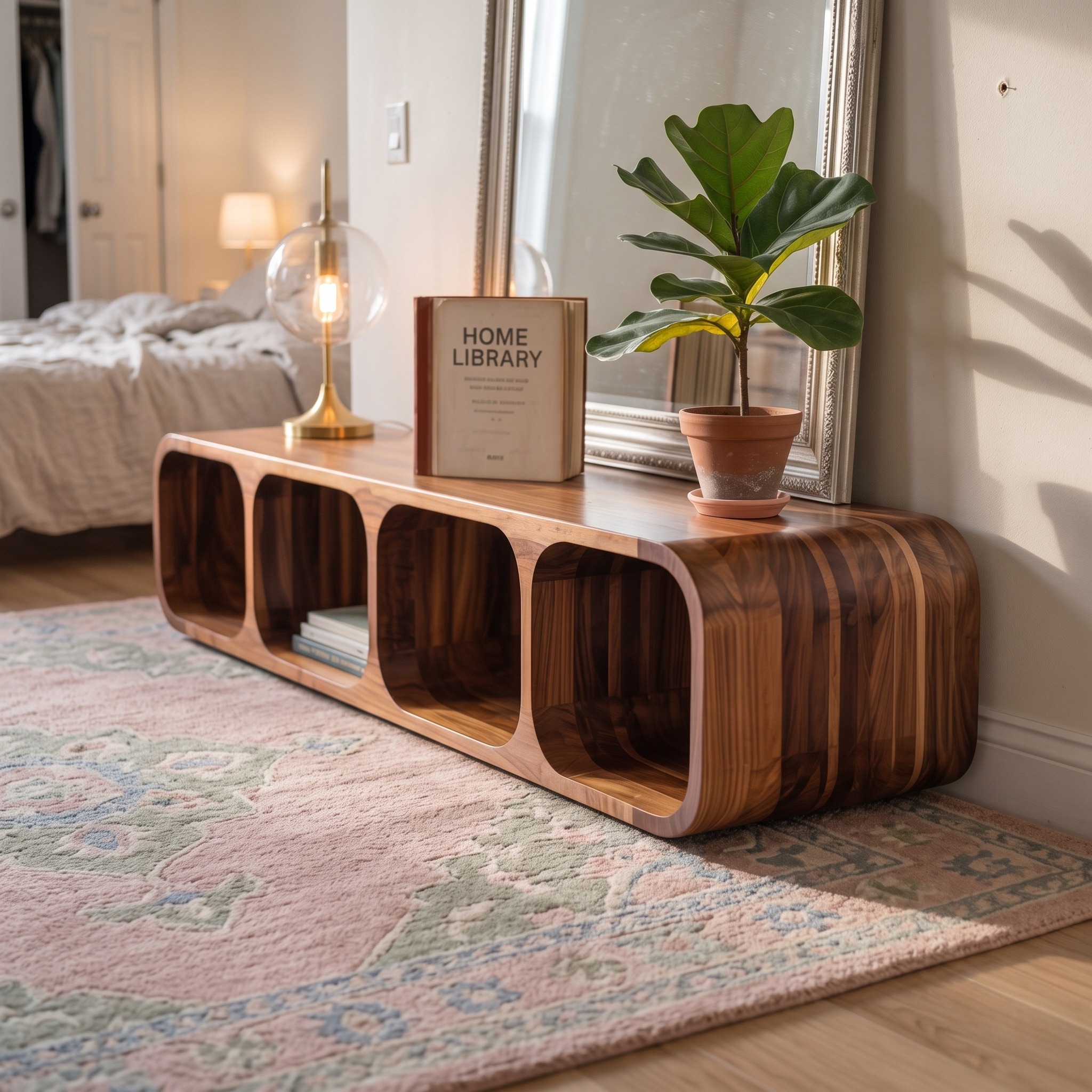 Mid Century Modern Low Wooden Storage Cabinet, Accent Media Sideboard Buffet for Entryway & Living Room