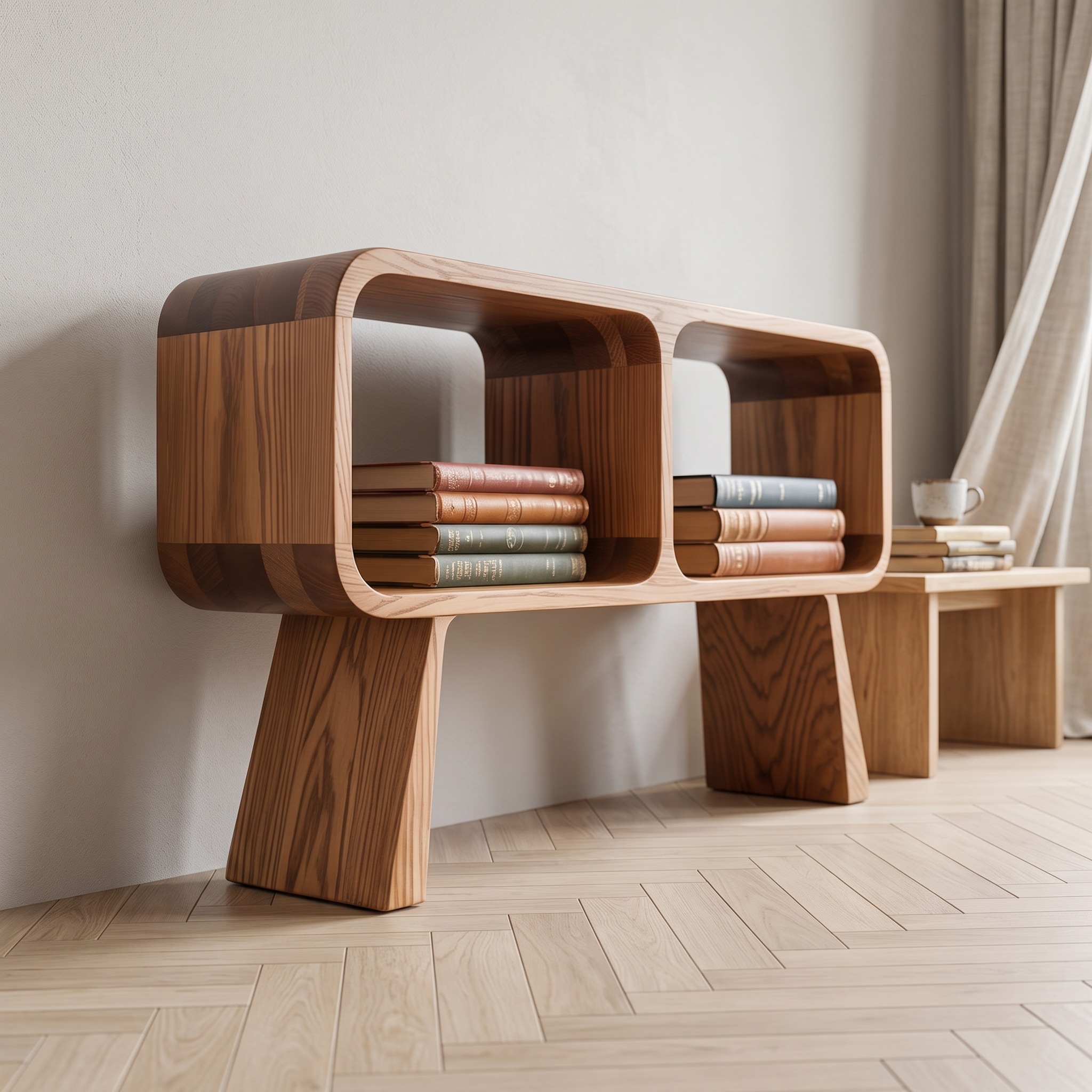 Mid Century Modern Minimalist Wood Console Table, Sleek Laptop Writing Desk for Study & Living Room