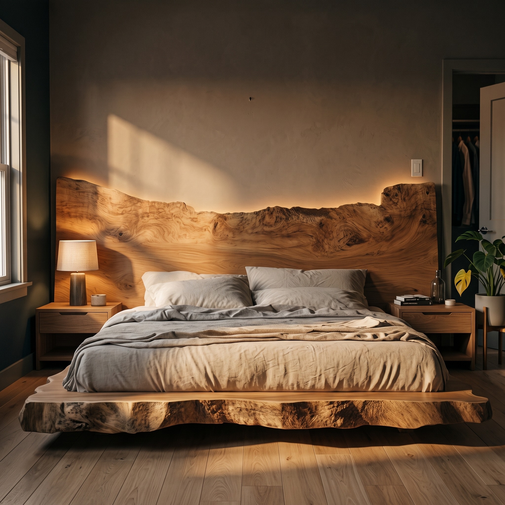 Mid Century Modern Wooden Bed Bedroom