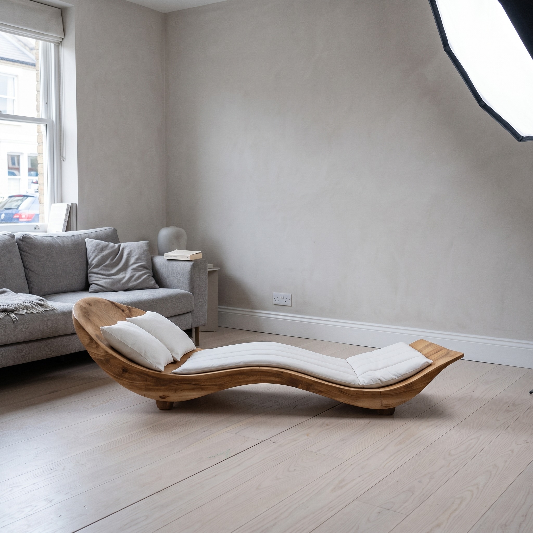 Mid Century Modern Wooden Daybed Frame, Handcrafted Solid Wood Lounge Sofa Bed Bench for Living Room & Bedroom Furniture Decor