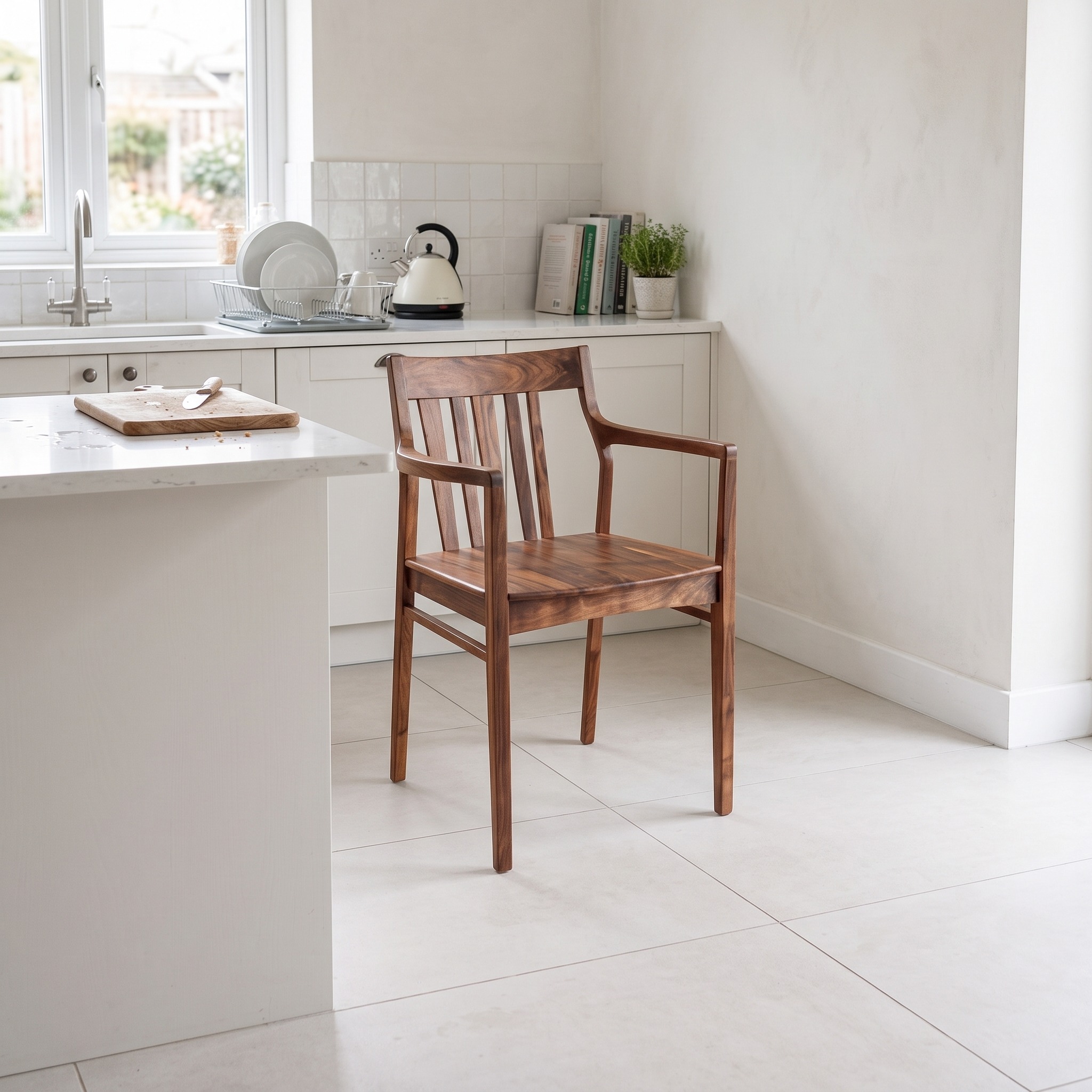 Mid Century Modern Wooden Dining Chair, Elegant Solid Wood Accent Armless Side Chair for Dining Room, Model