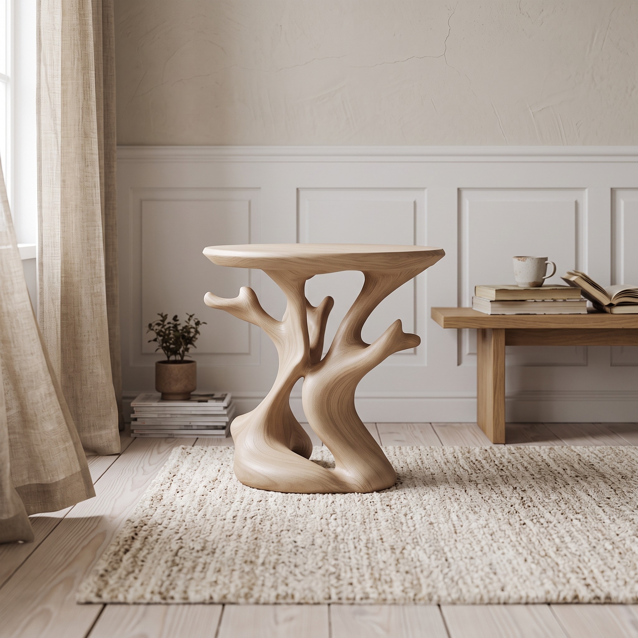 Mid-Century Nightstand, Solid Wood Bedside Table, Modern Accent Side Table for Bedroom & Living Room Decor