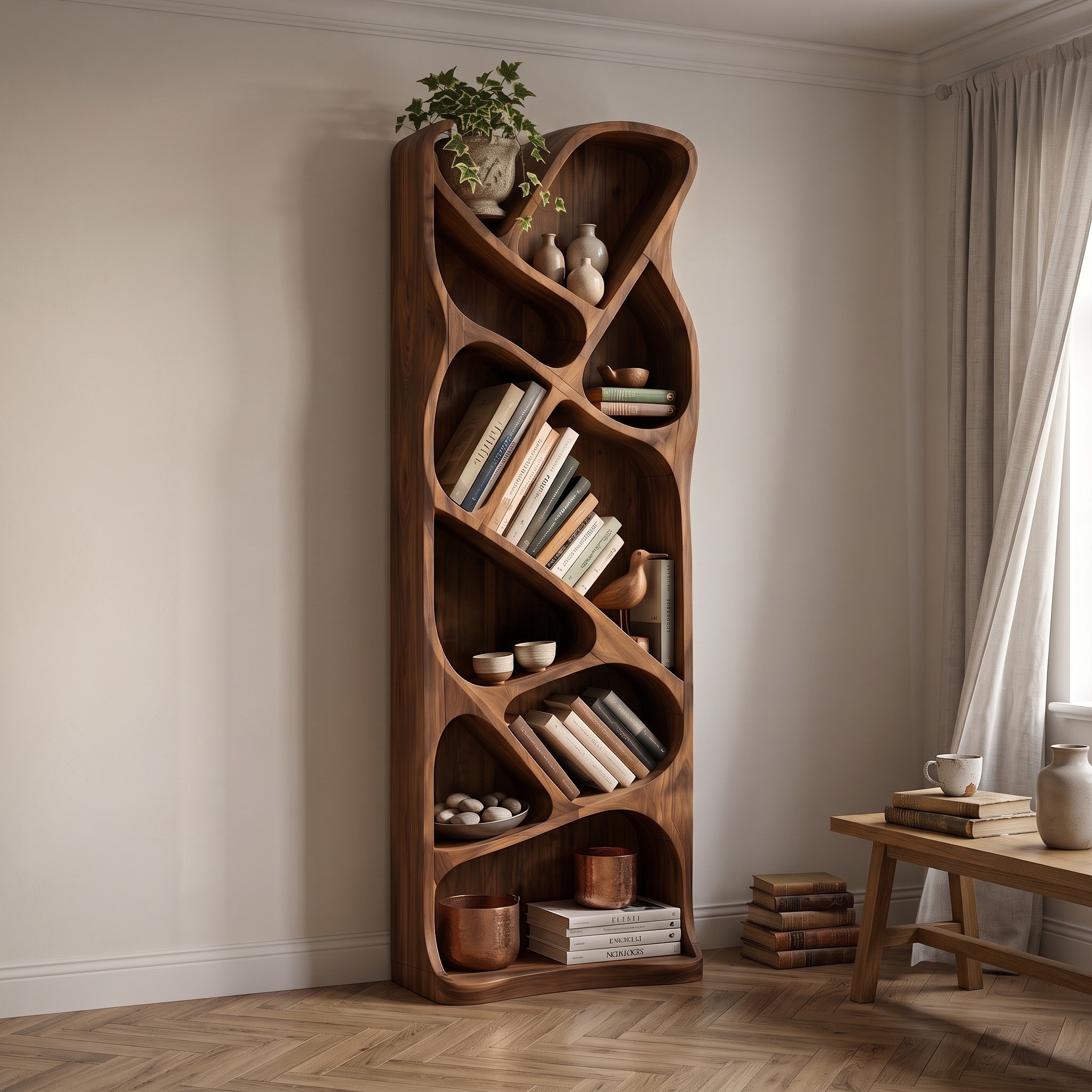 Mid Century Open Bookcase for Modern Interior