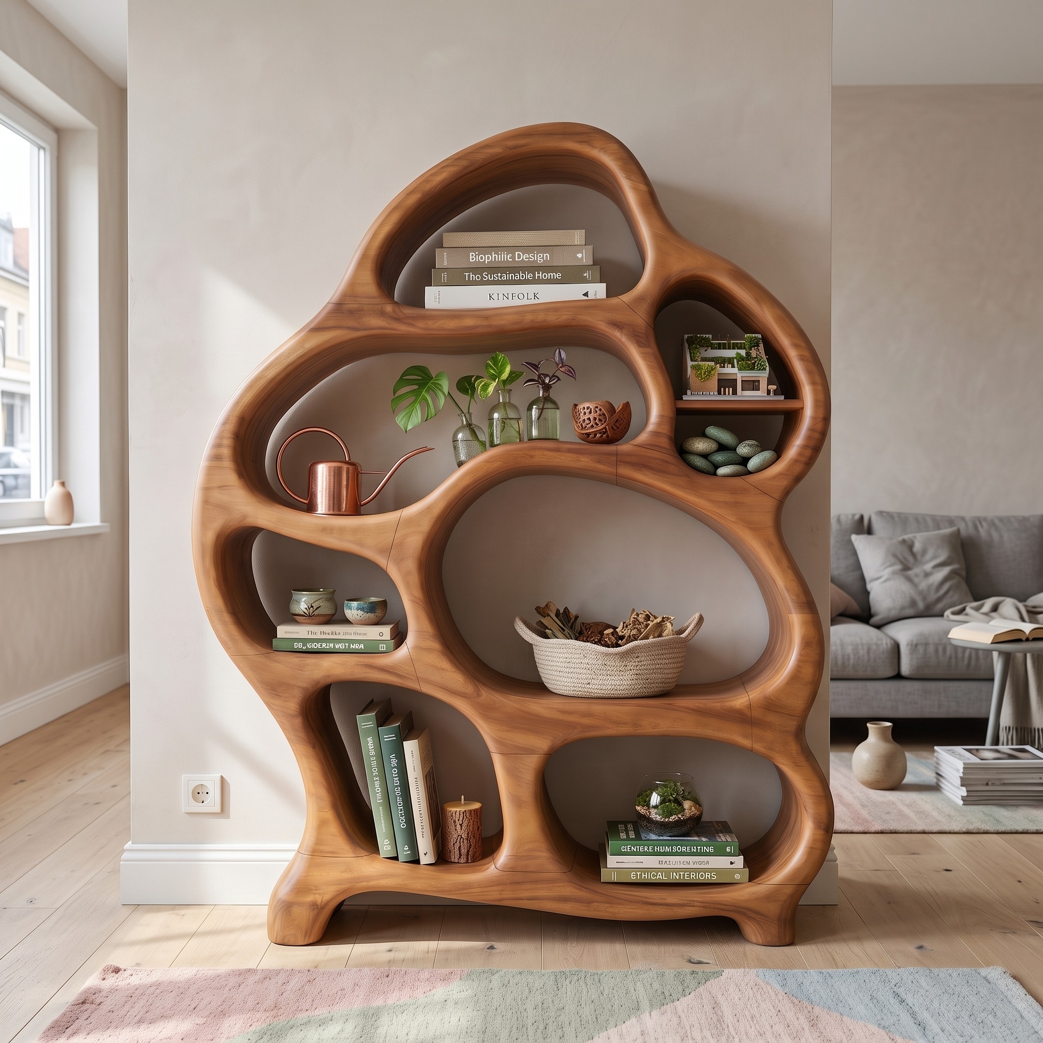 Mid Century Open Bookshelf for Living Space