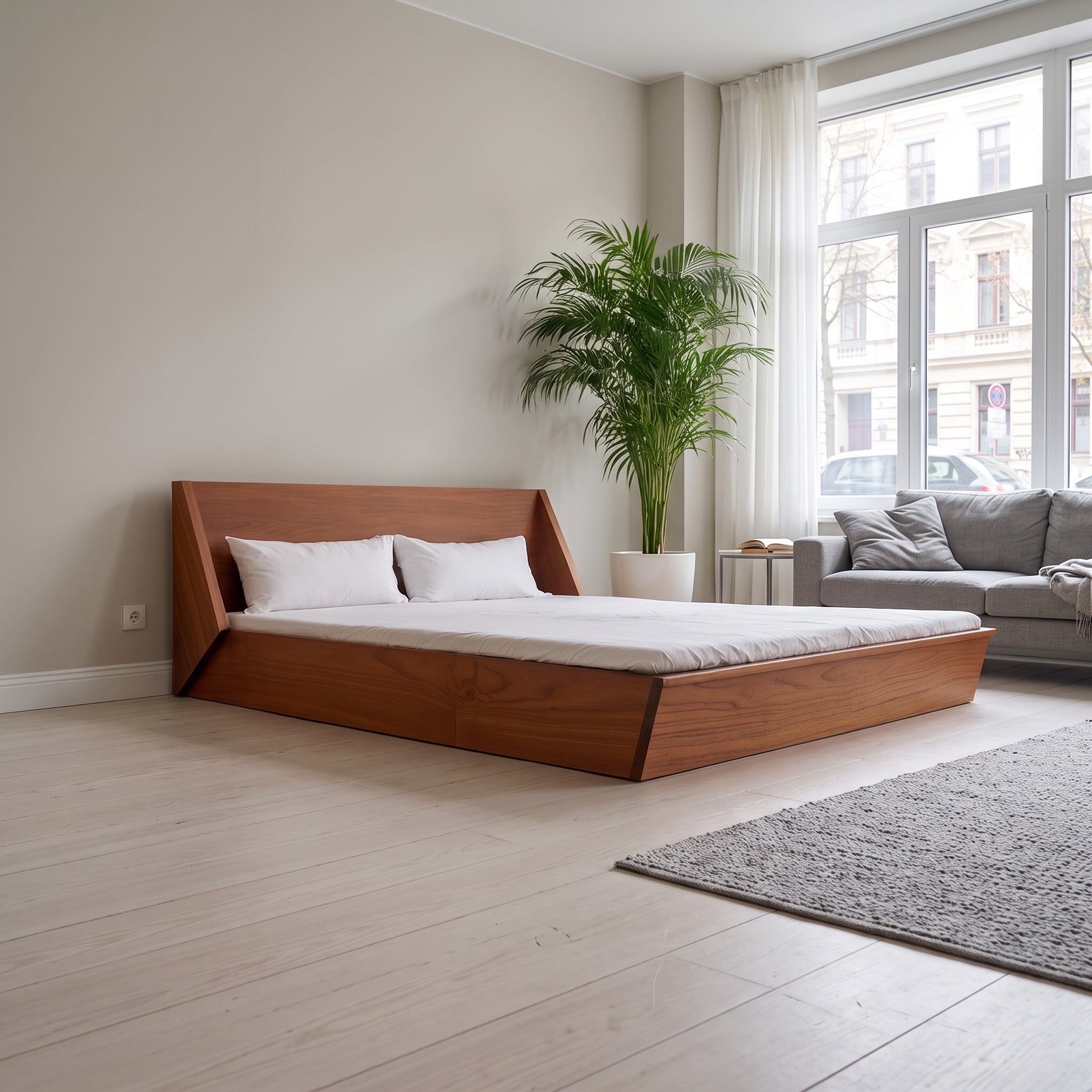 Mid Century Platform Bed Modern Bedroom Minimalist Style