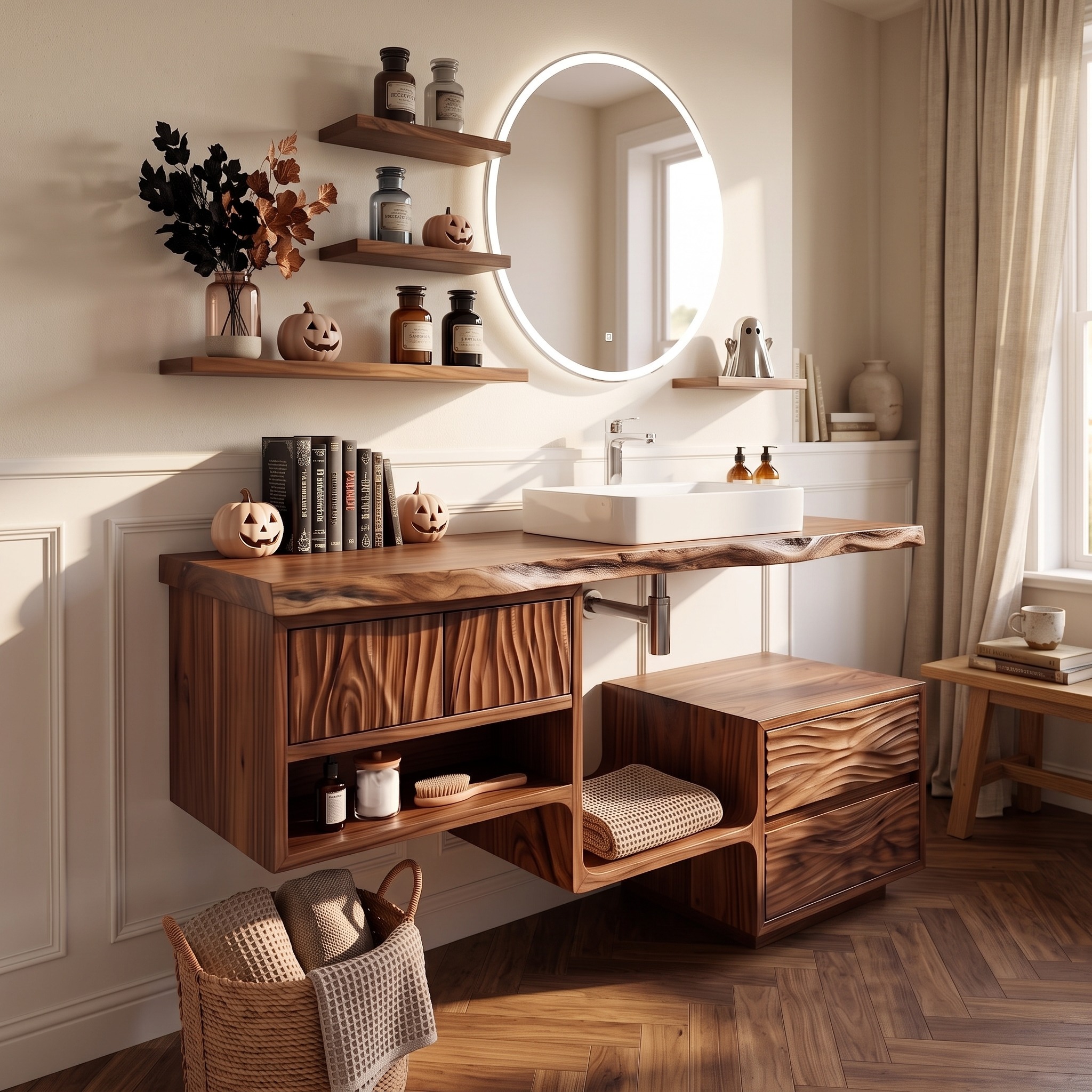 Mid Century Pumpkin Bathroom Vanity Modern Ensuite