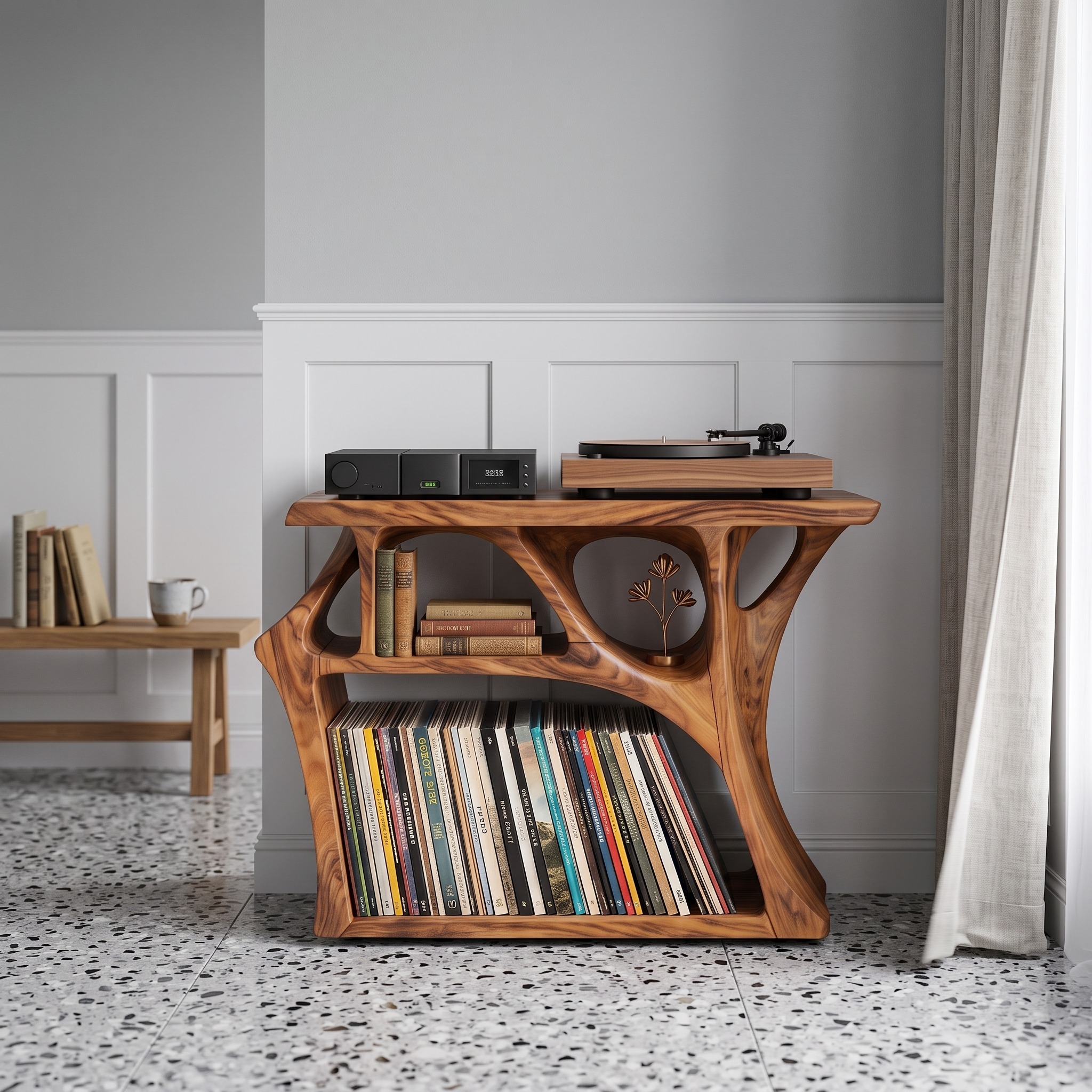Mid Century Record Stand Living Room Decor Essential