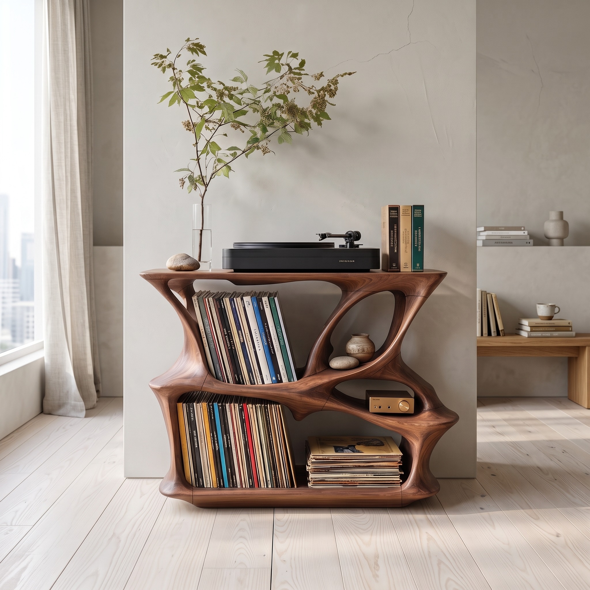 Mid Century Record Stand Vinyl Storage Solution