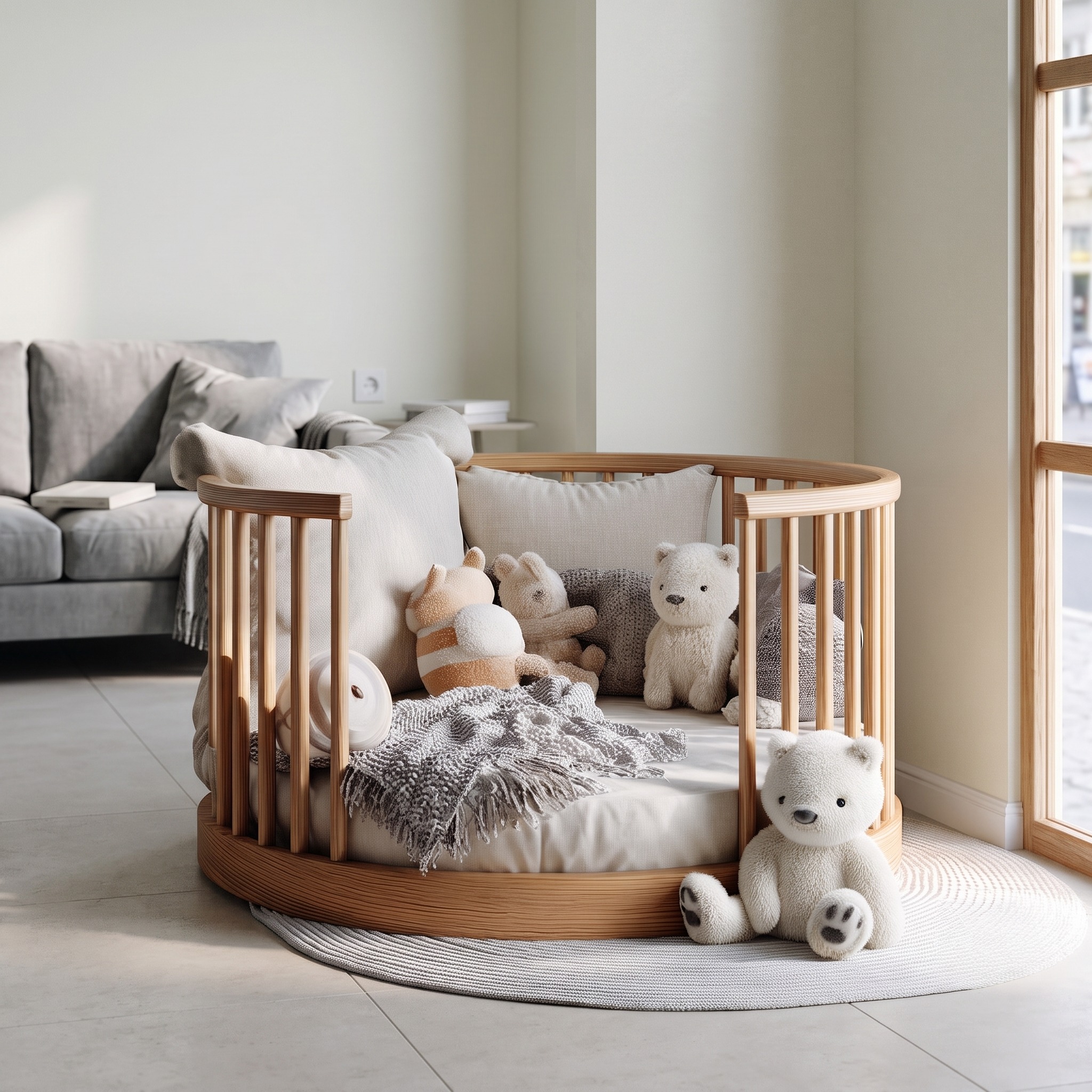 Mid Century Round Daybed Nursery Bedroom