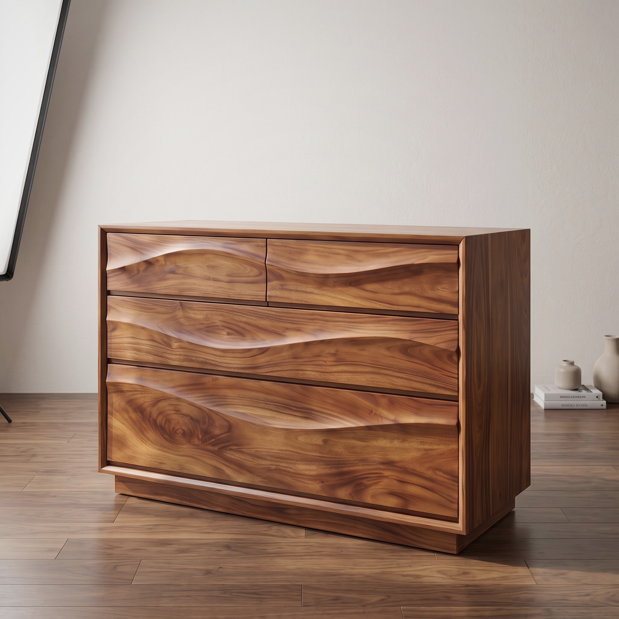 Mid Century Sculpted Chest Dresser for Bedroom