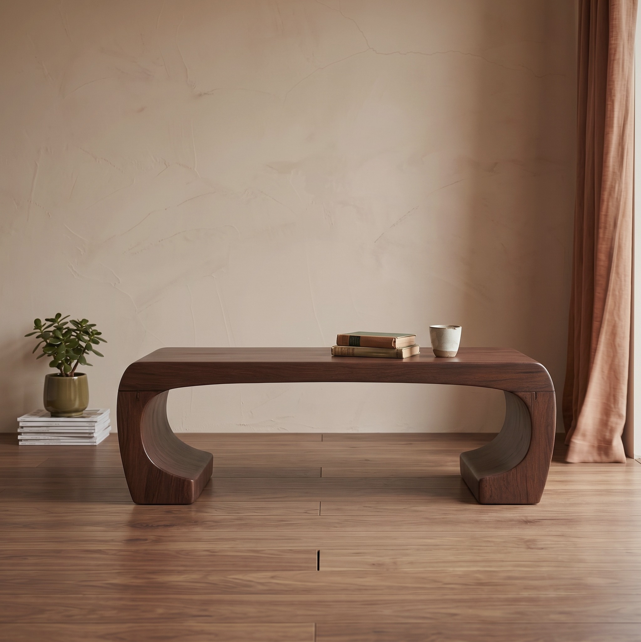 Mid Century Sculptural Bench for Living Room or Entryway