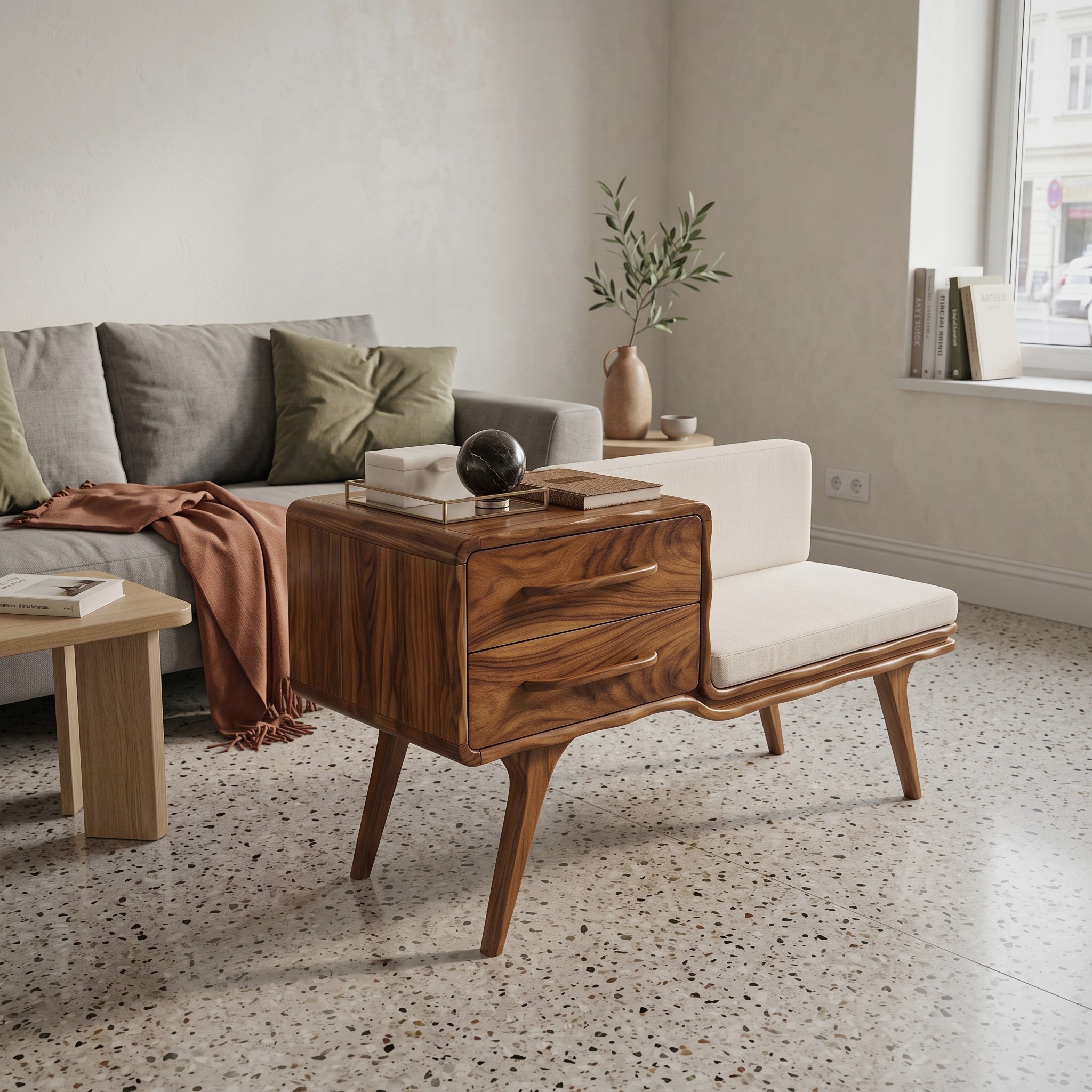 Mid Century Shoe Storage Bench Cushion for Bedroom Interior