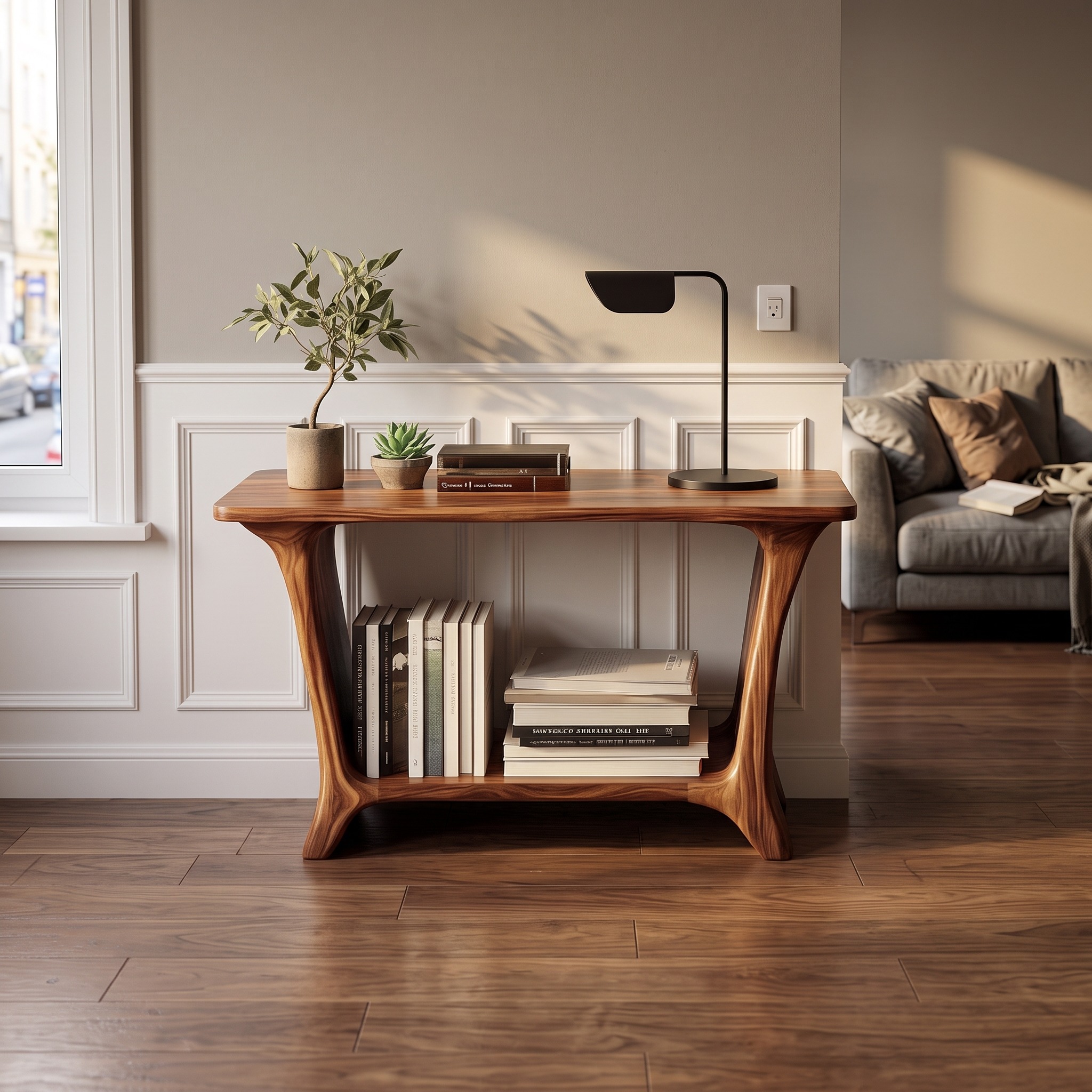 Mid-Century Side Table, Solid Wood End Table & Bedside Nightstand with Storage Shelf for Living Room Decor
