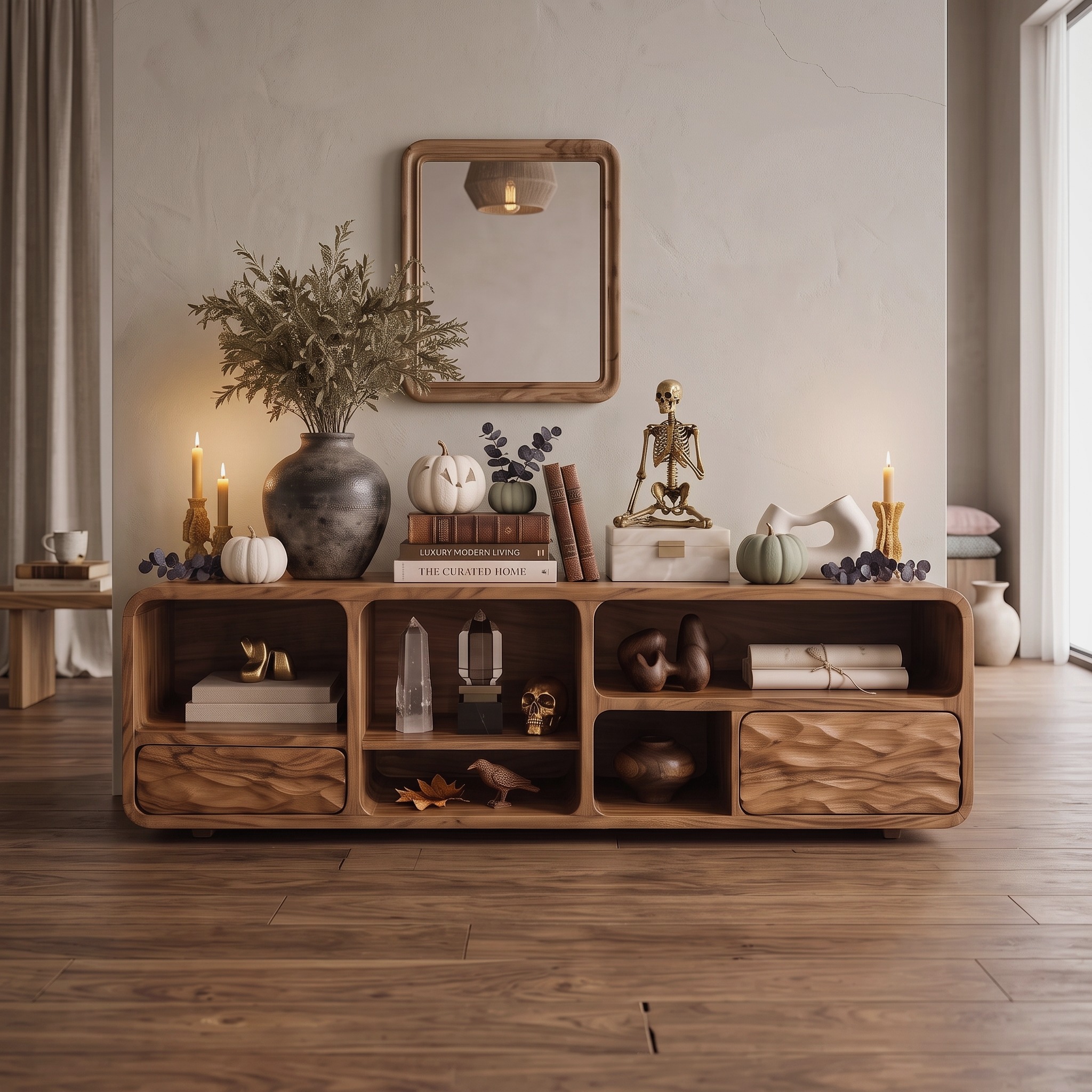 Mid Century Skull Console Table for Entryway