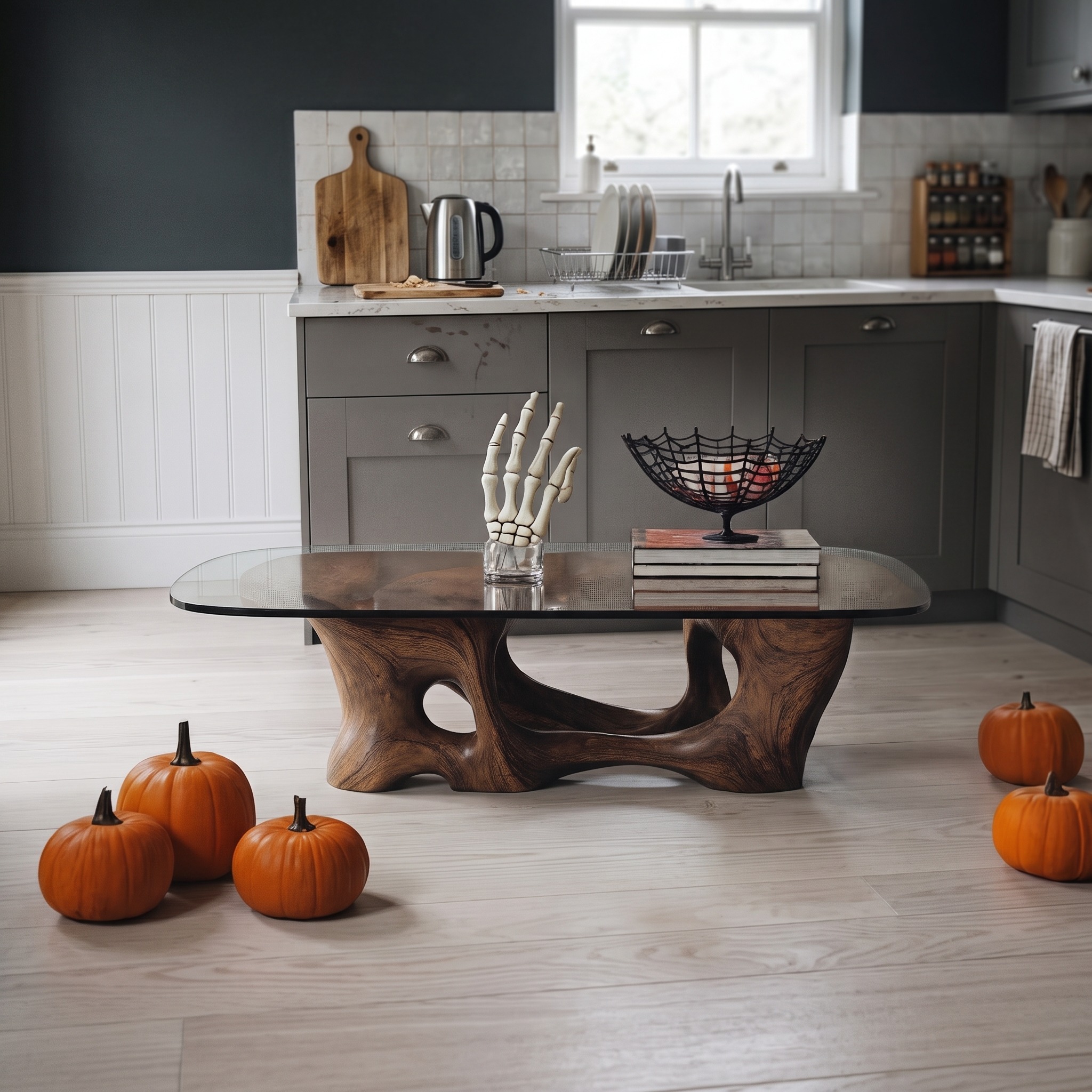 Mid-Century Solid Wood Coffee Table, Modern Round/Rectangular Living Room Center Table, Handcrafted Accent Wood Table