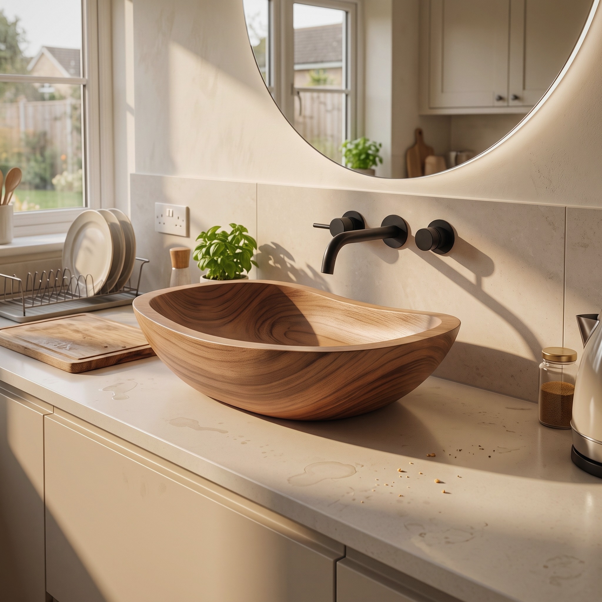 Mid Century Solid Wood Sink for Luxury Bathroom Upgrade